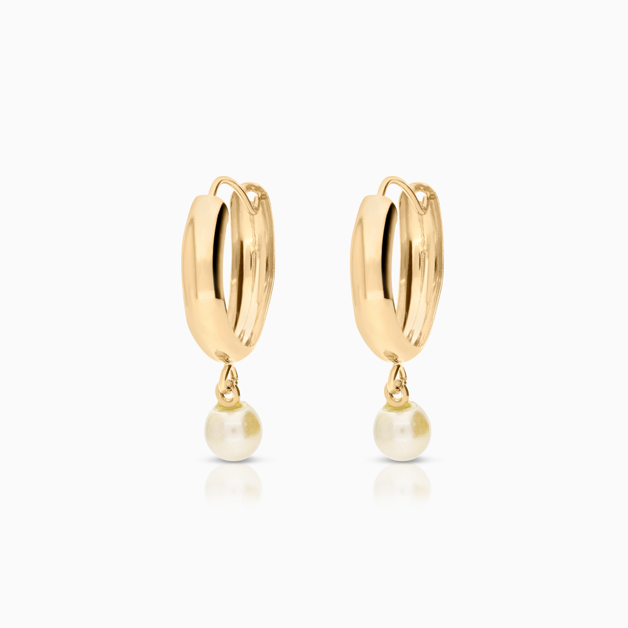 Hoop earrings with imitation pearls 0.75g 18K gold