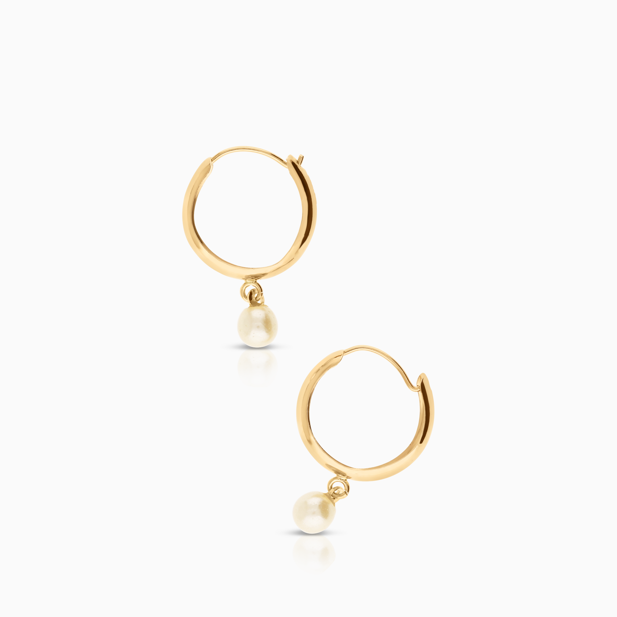 Hoop earrings with imitation pearls 0.75g 18K gold