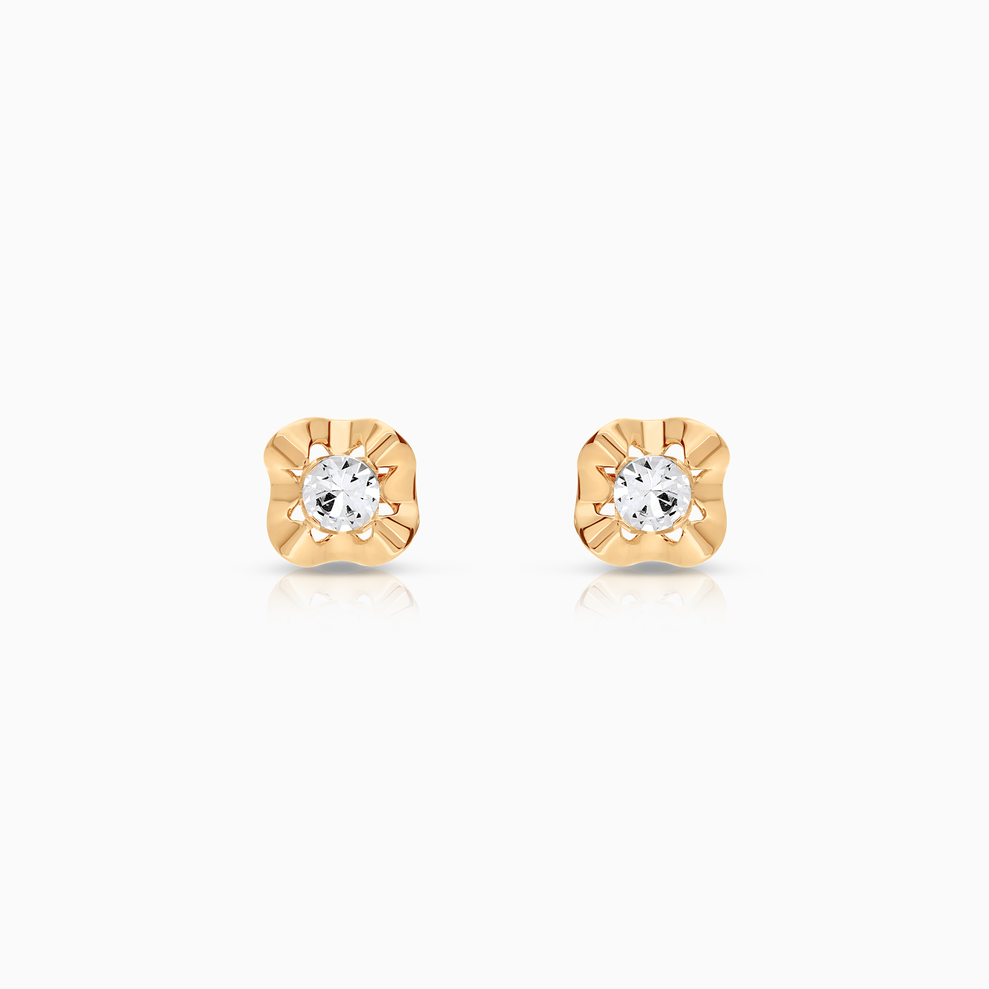 Gold earrings with white stones 1.45g 18K gold