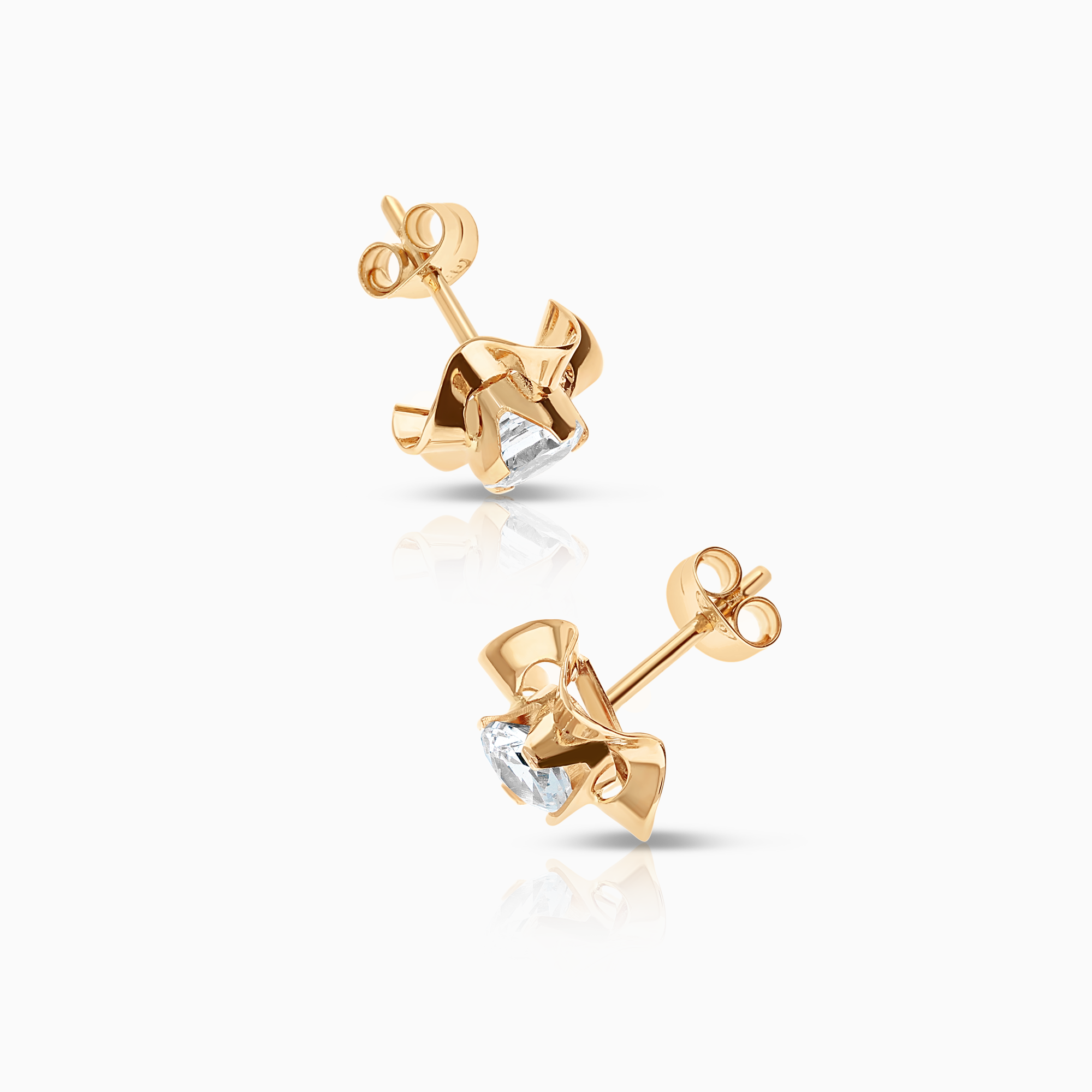 Gold earrings with white stones 1.45g 18K gold