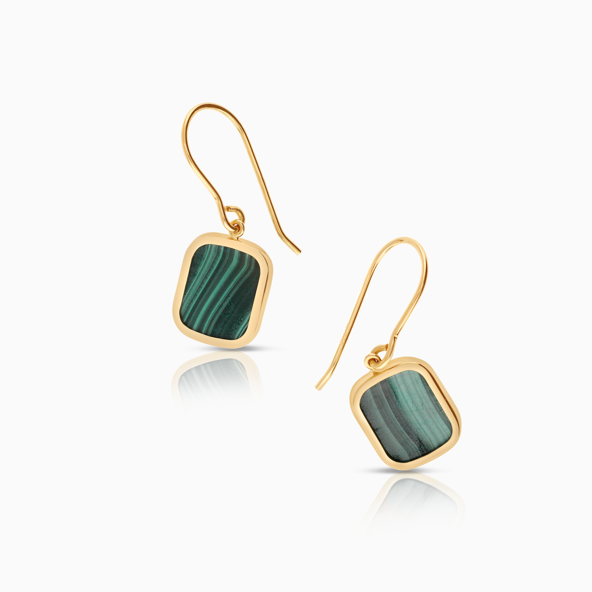 Earrings with malachite 1.90g 18K gold