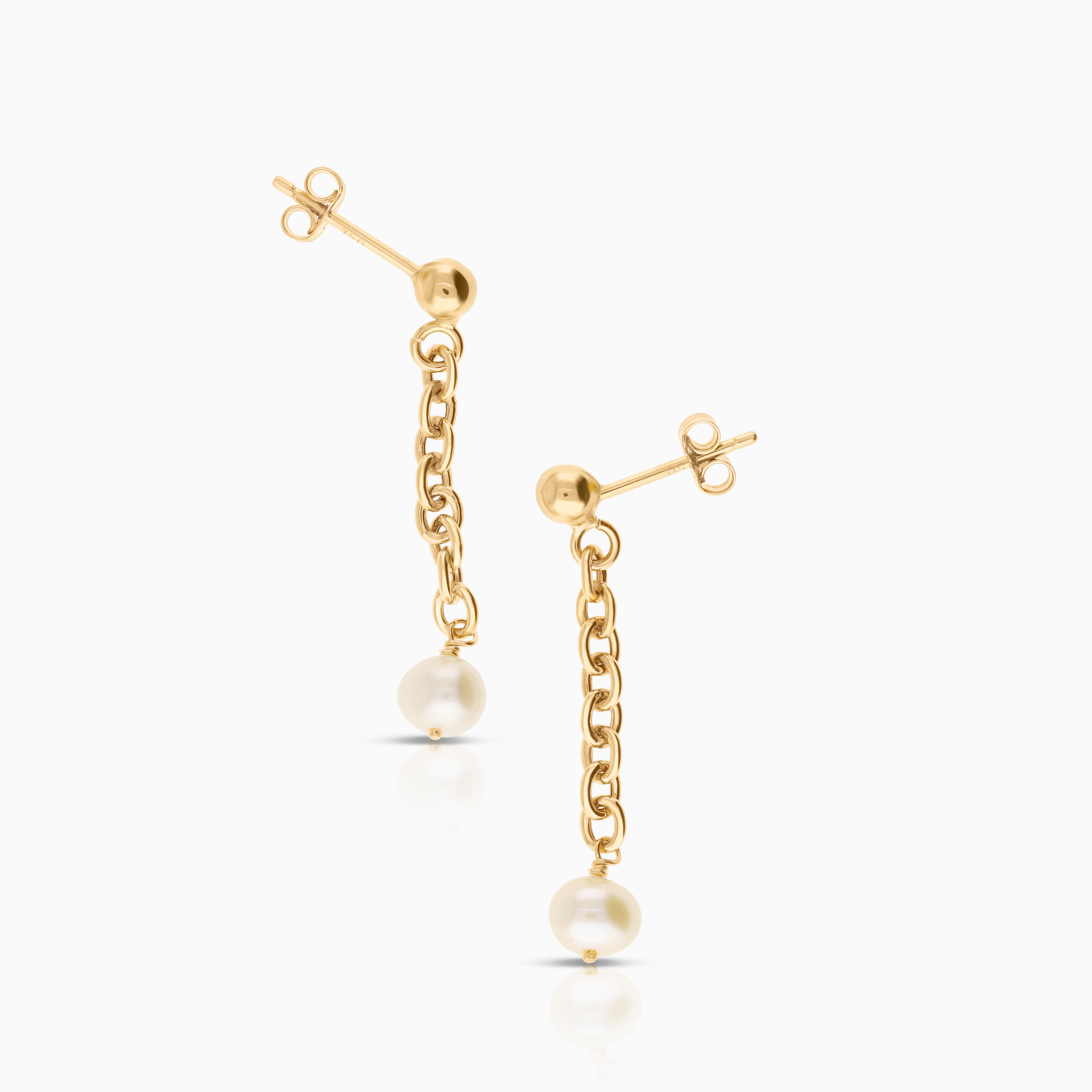 Pearl earrings with cultured freshwater pearls, 2.15g, 18K gold
