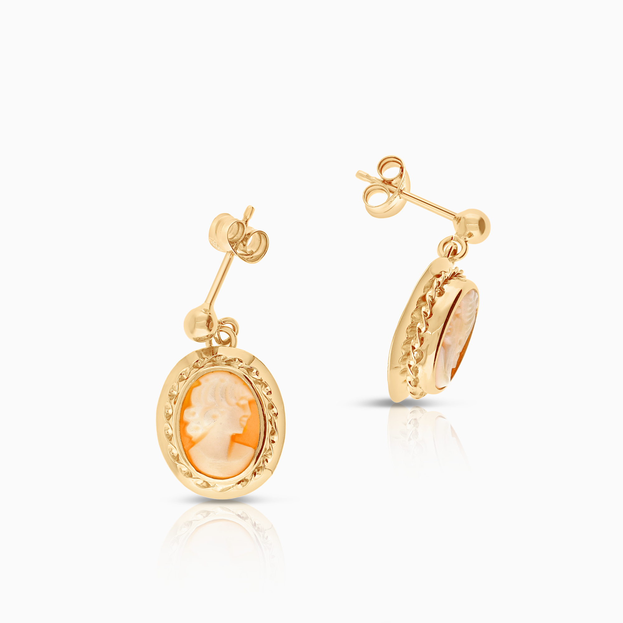 Gold stud earrings cameo 2.31g 18K gold