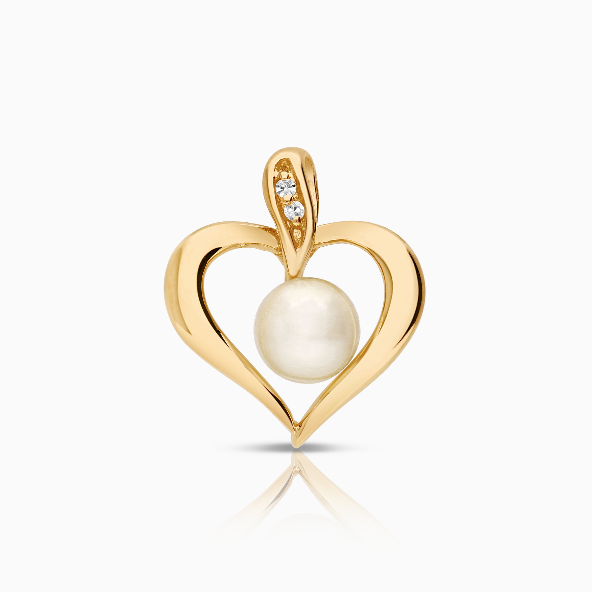Diamond heart pendant with a pearl 0.01ct 18K gold