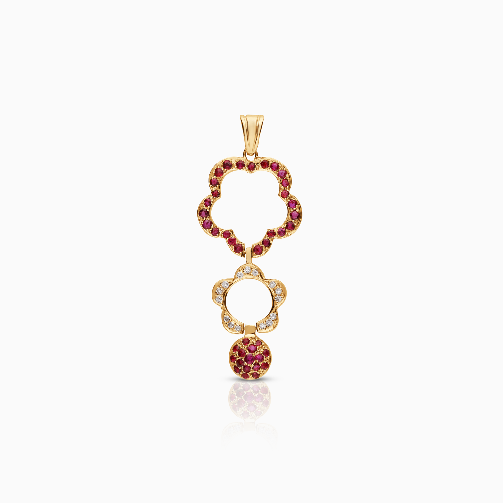 Gemstone pendant rubies and diamonds 0.45ct 18K gold