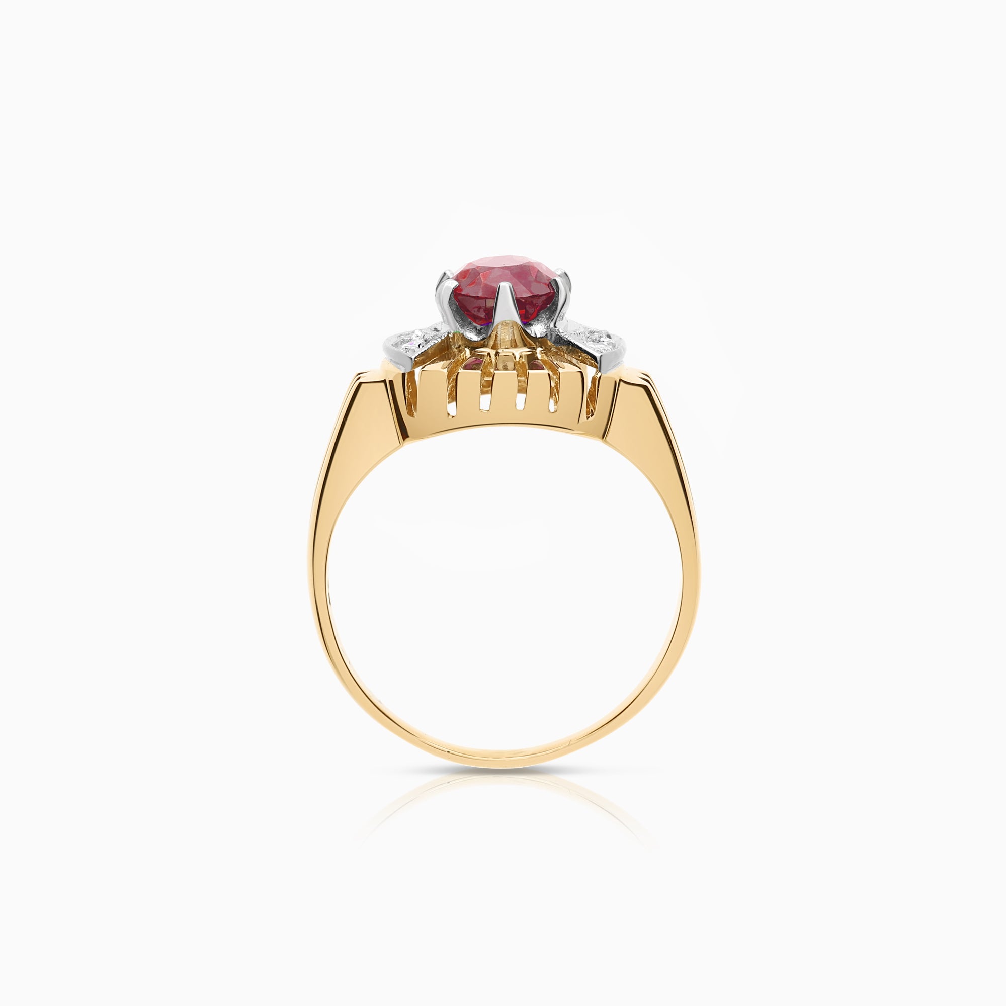 Gemstone ring synthetic ruby 4.82g 14K gold