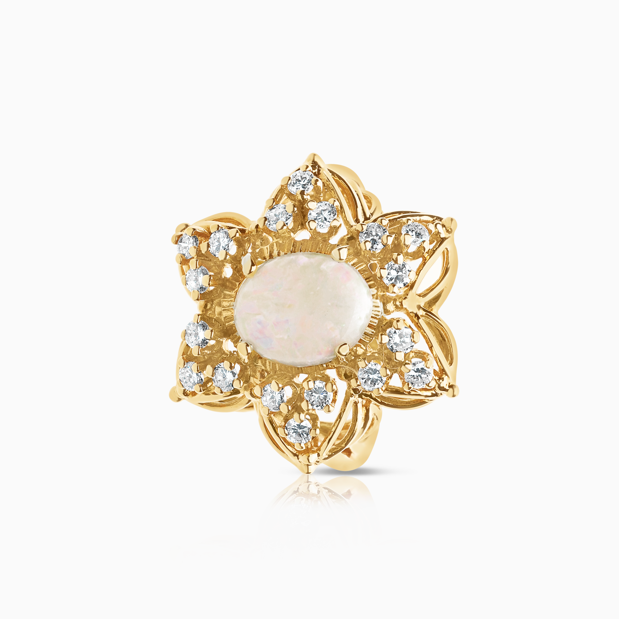 Diamond ring with opal 0.54ct 7.66g 14K gold