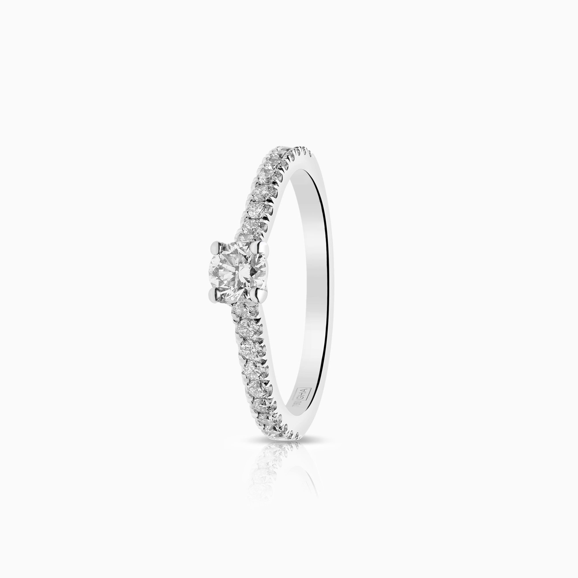 Sidostenring 0,60ct 18K vitguld