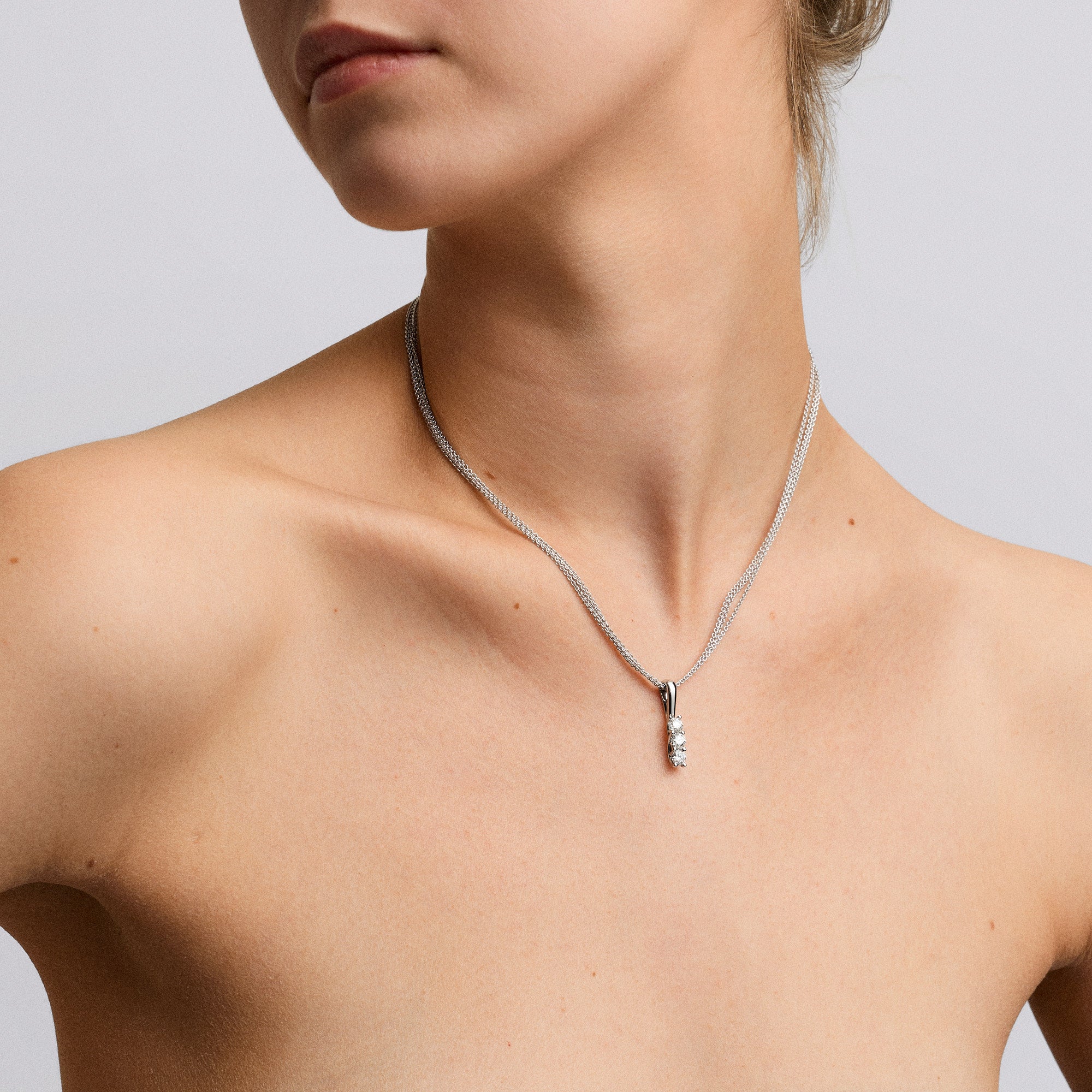 Diamanthalskjede 0,85ct 18K hvitt gull