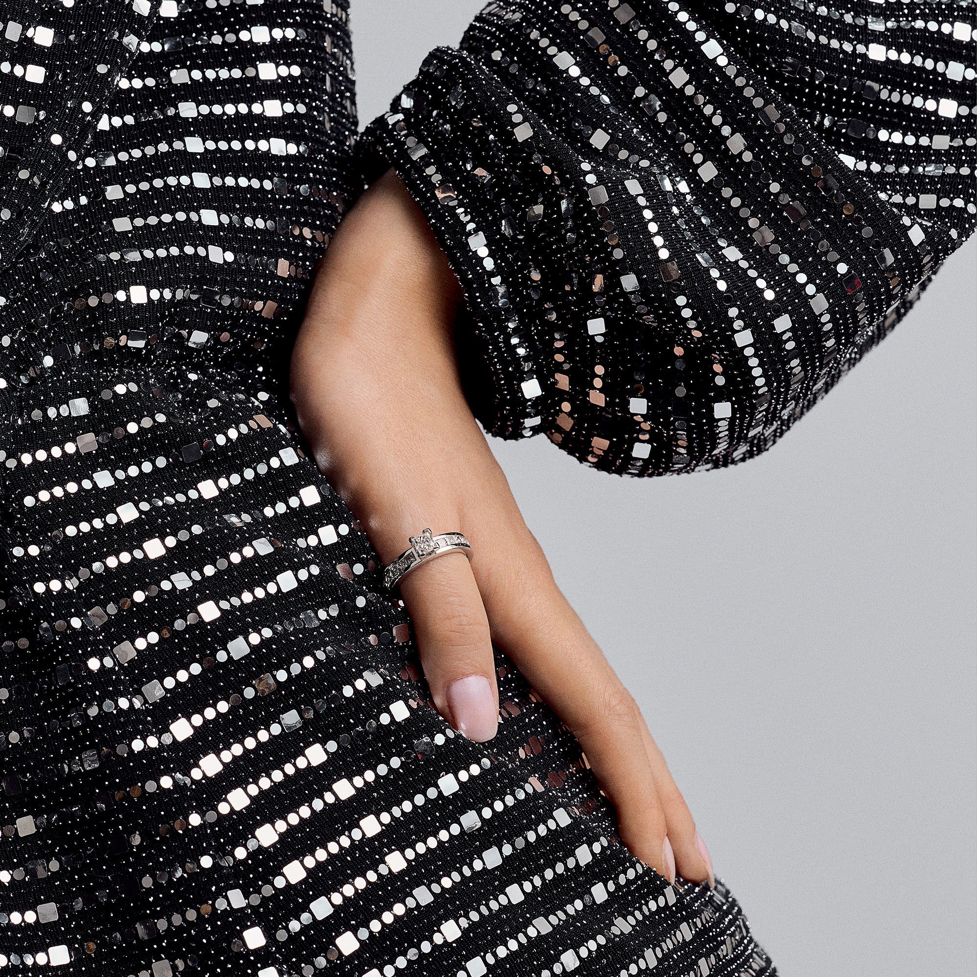 Sidostensring princess 1,60ct 18K