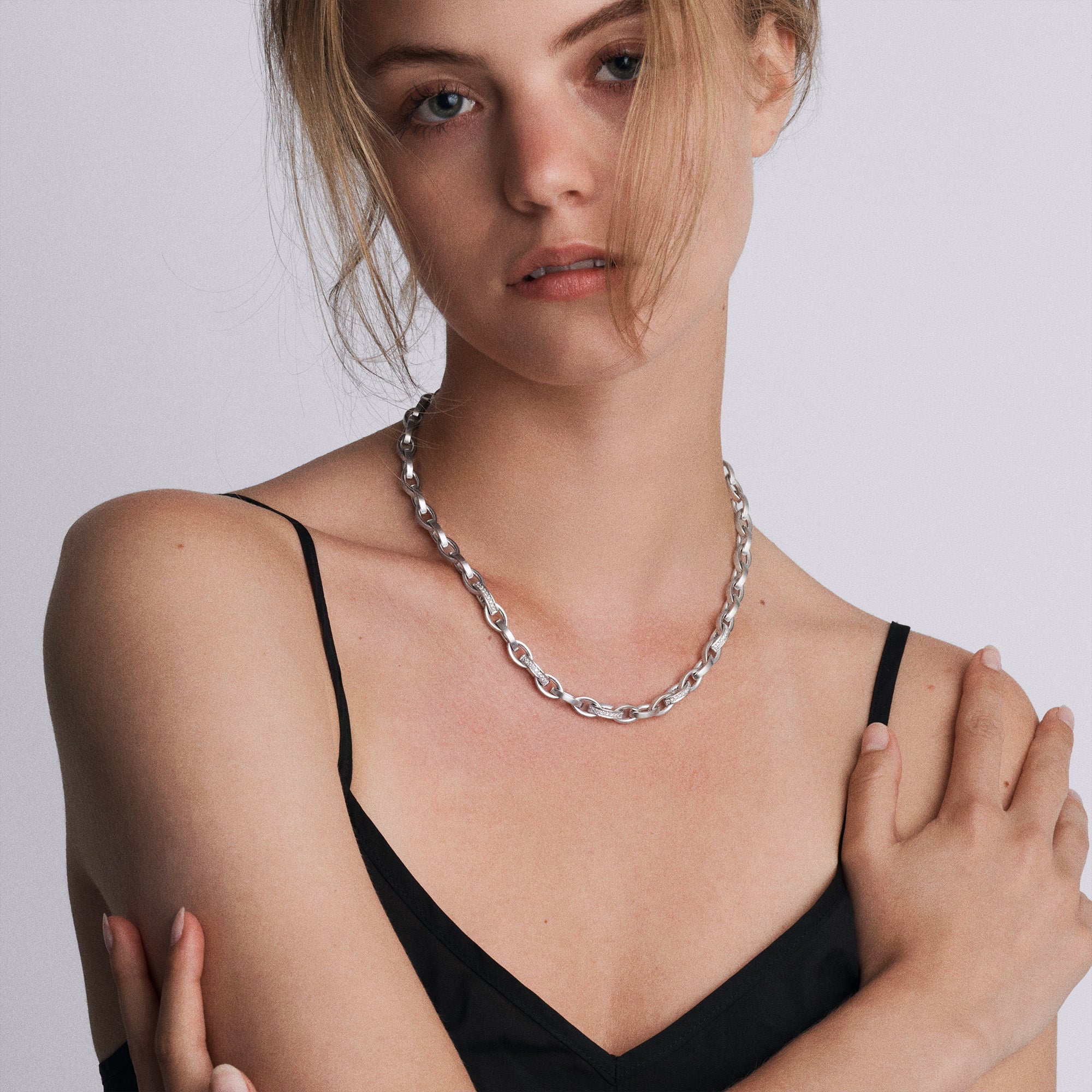 Necklace diamonds 0.70ct 18K white gold