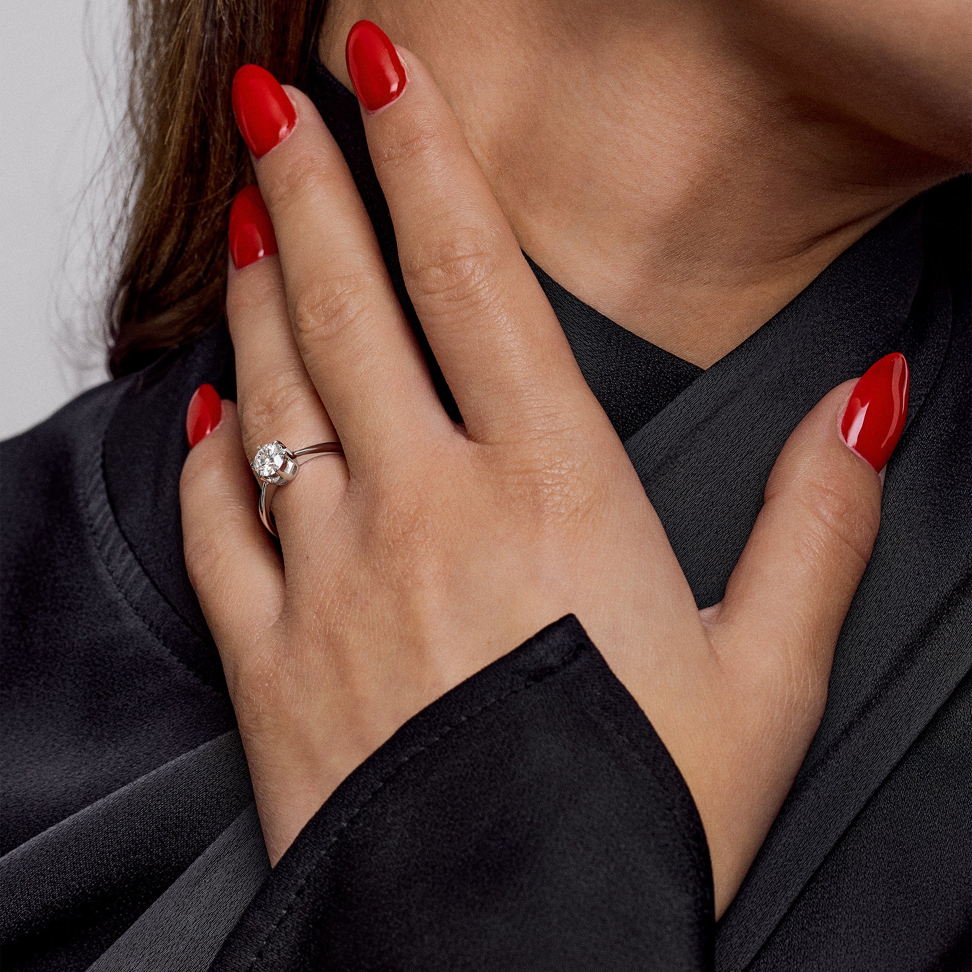 Enstensring 0,62ct 18K hvitt gull GIA sertifikat