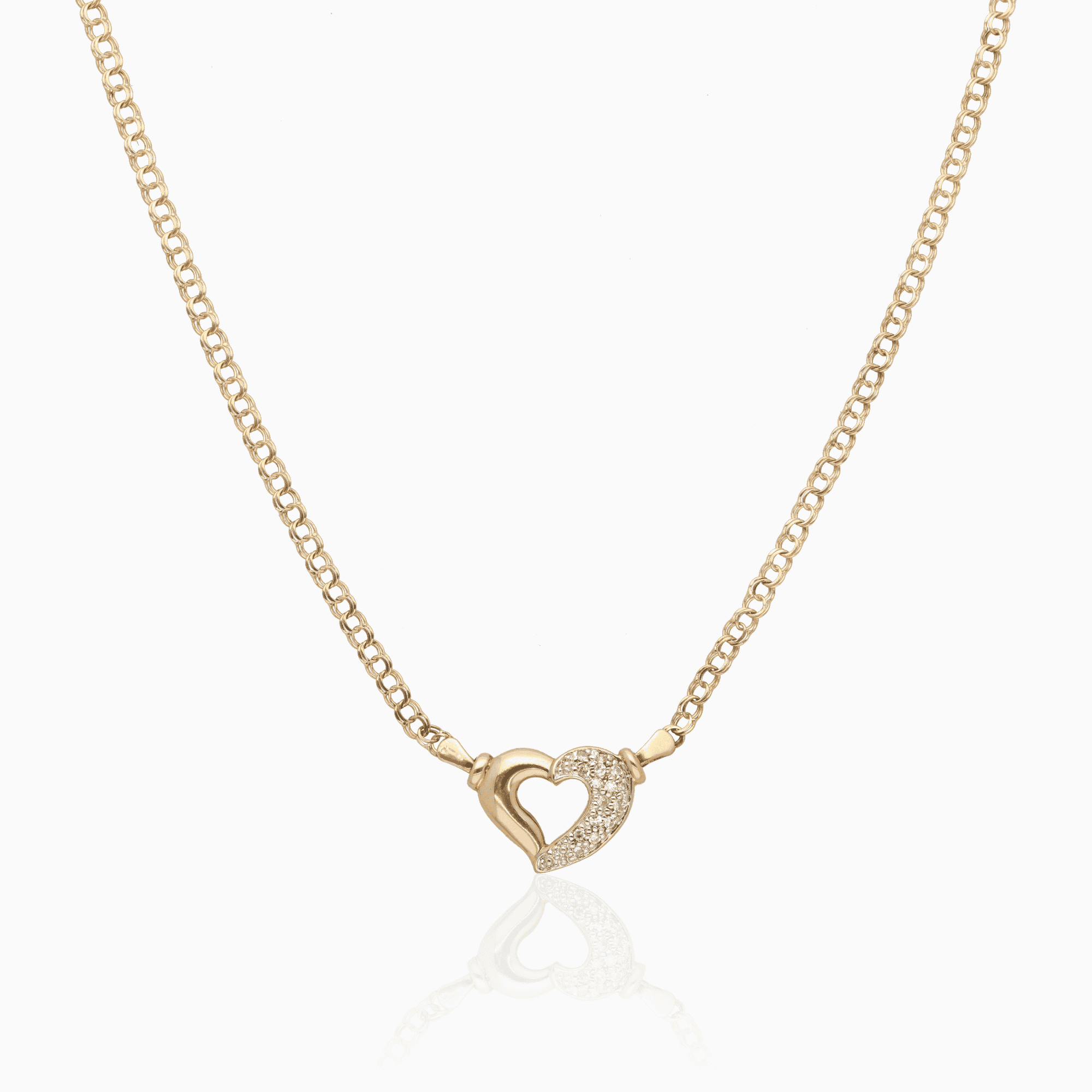 Bismarck necklace with heart pendant 0.15ct 18K