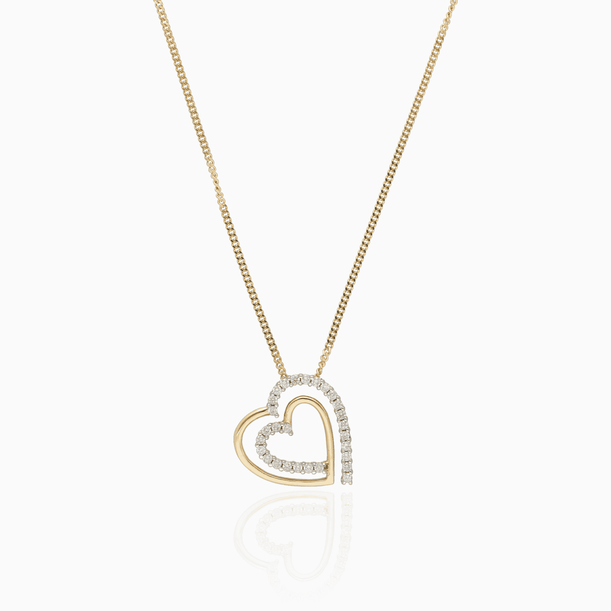 Gold necklace with diamond heart 0.28ct 18K
