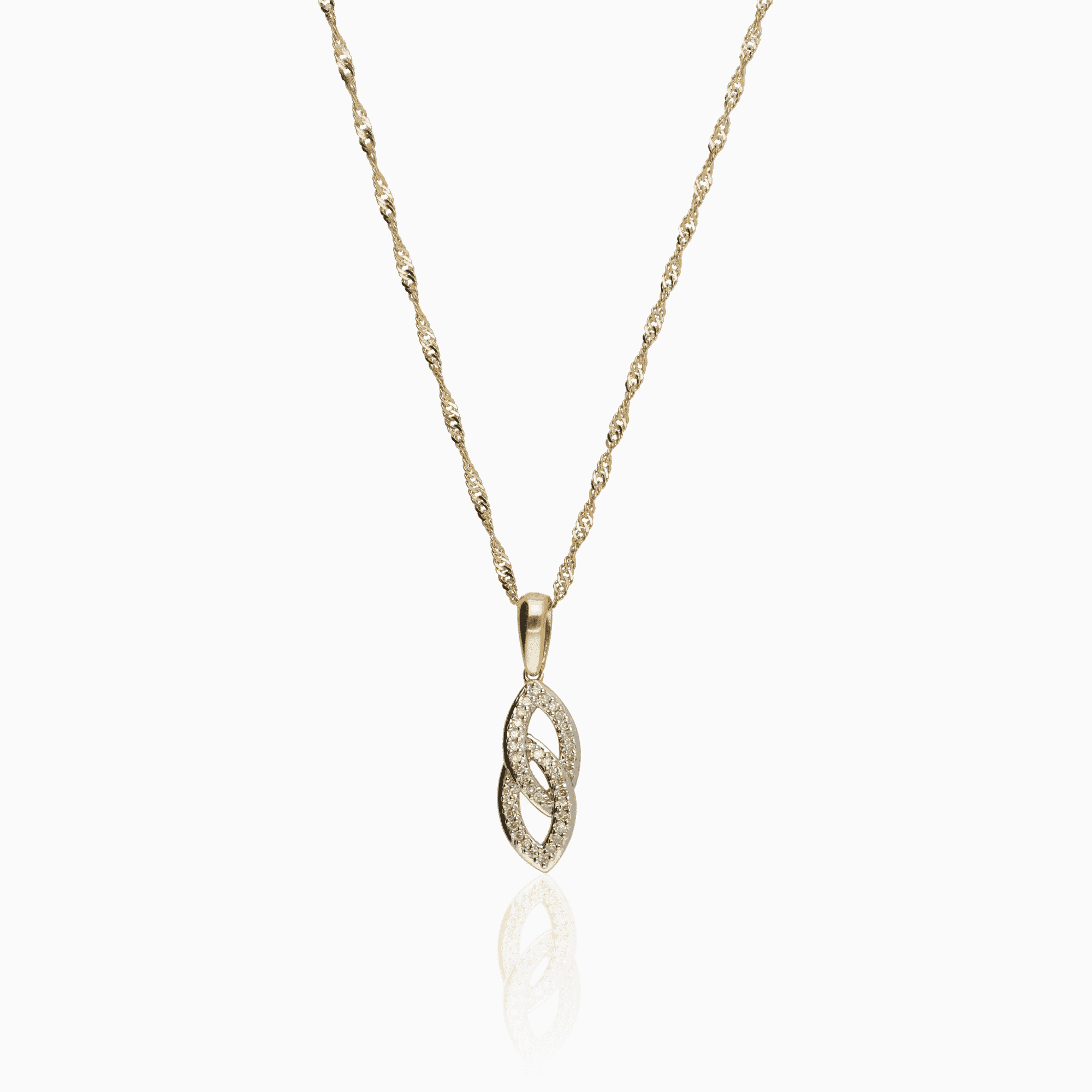 Gold necklace with diamond pendant 0.12ct 18K