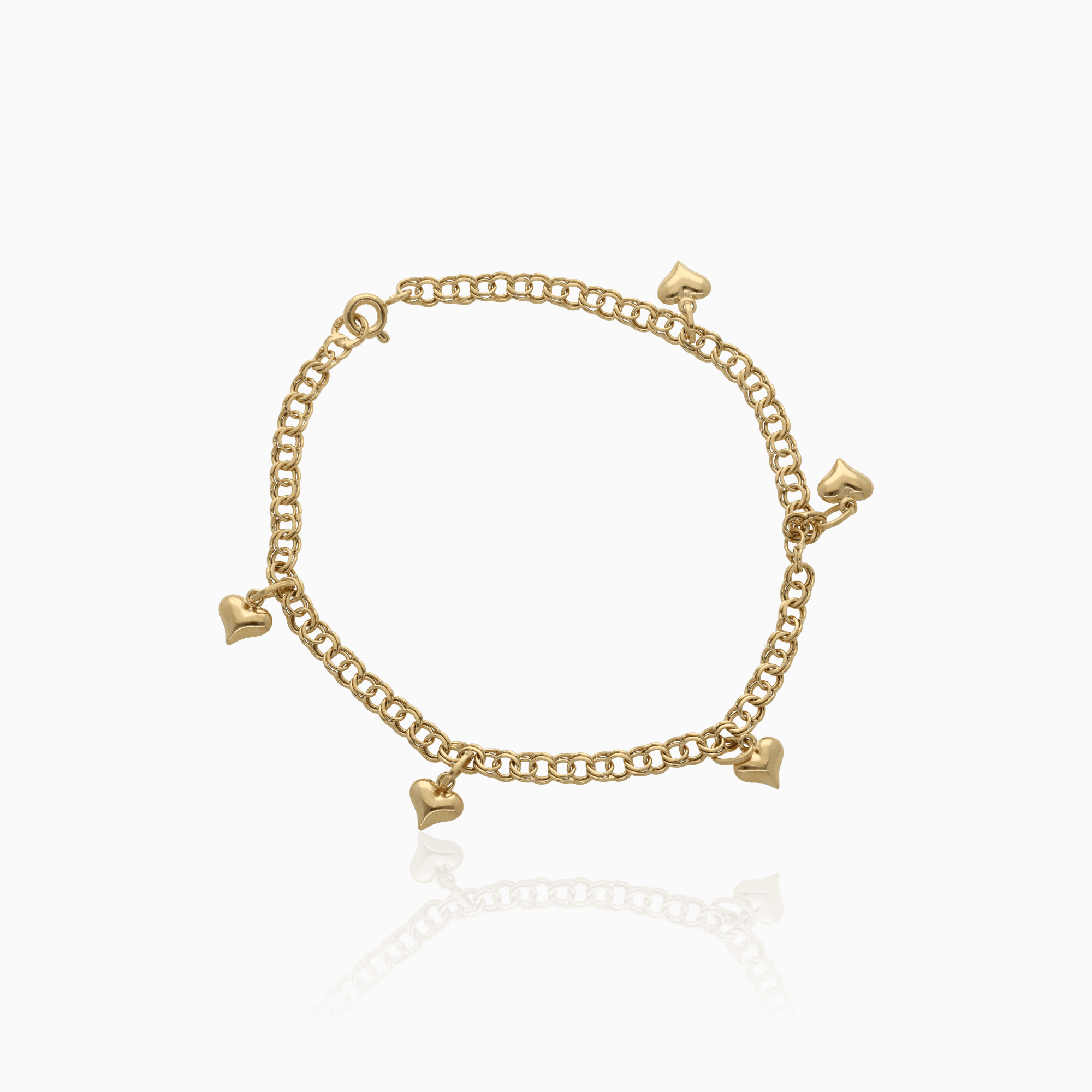 Bismarck bracelet with heart charms 4.3g 18K
