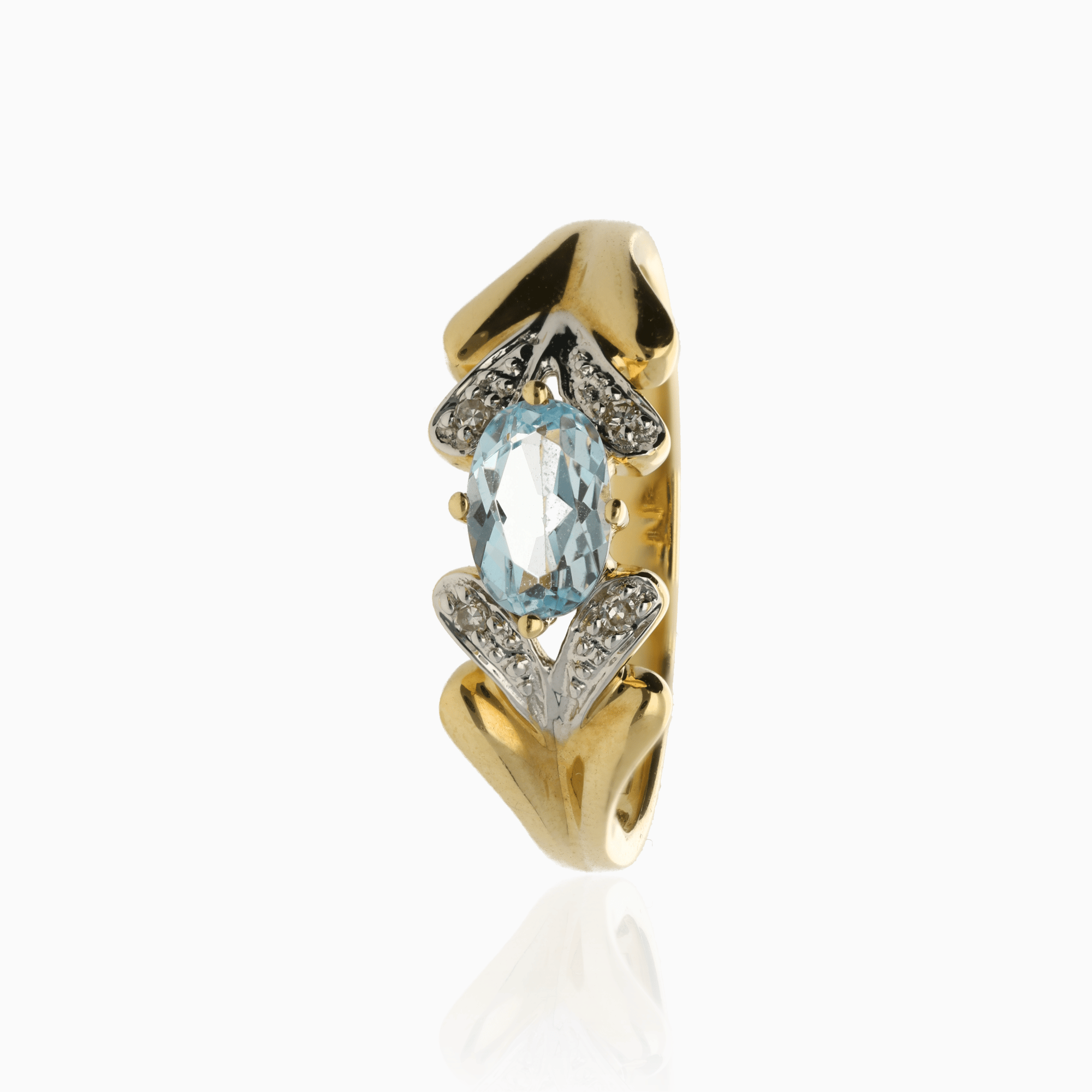 Diamond ring aquamarine 0.02ct 18K