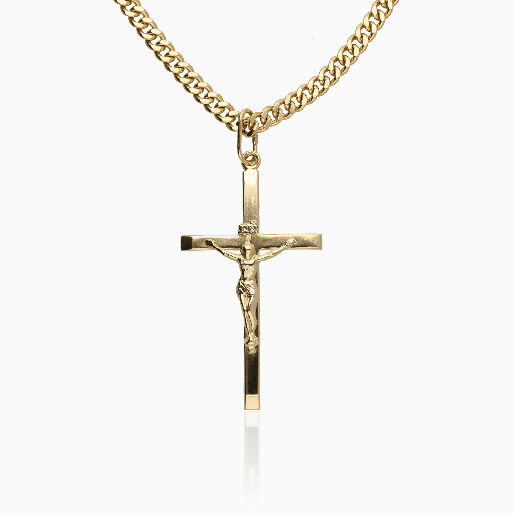 Gold curb necklace with cross 26.10g 18K