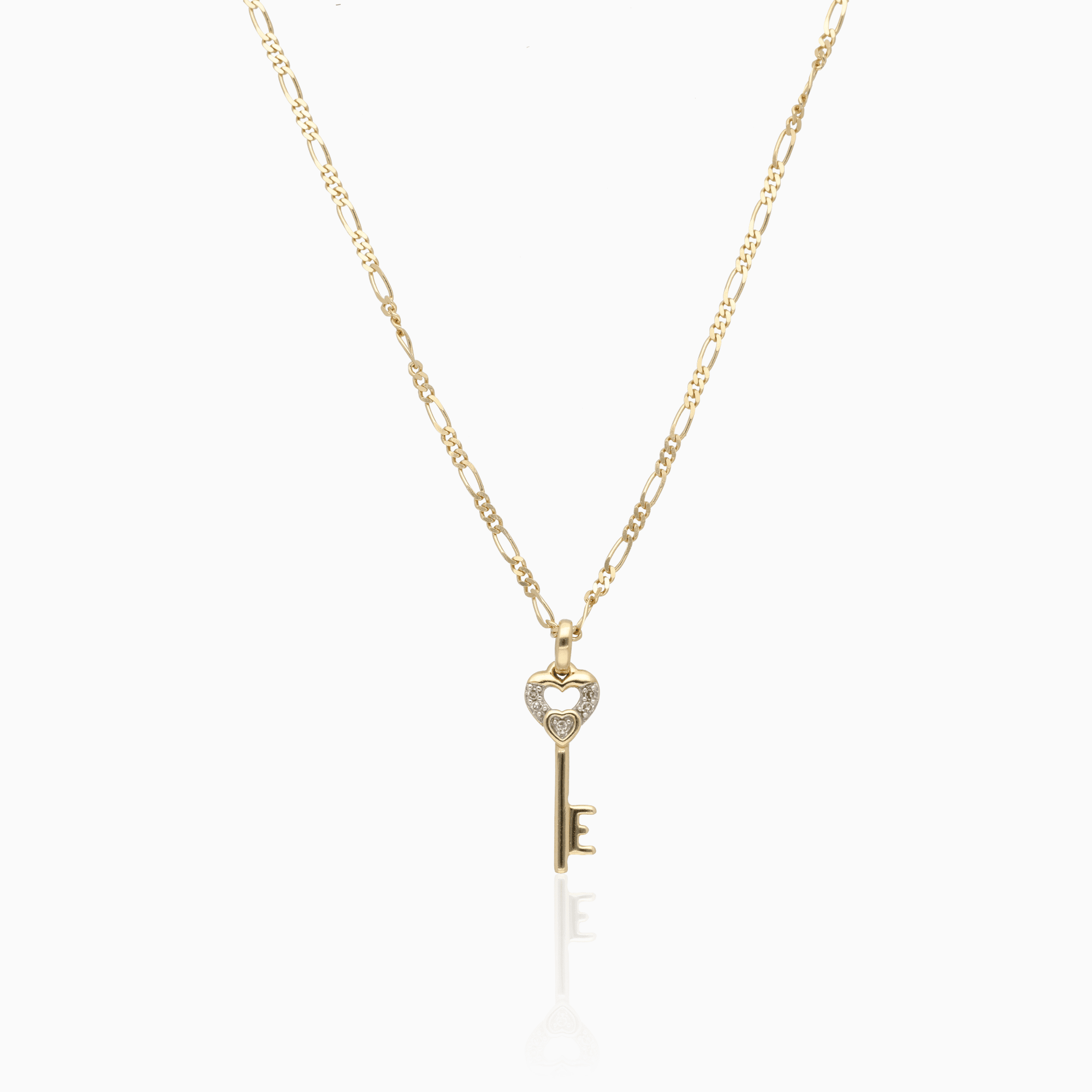Guldhalsband med nyckelhänge 0,02ct 18K