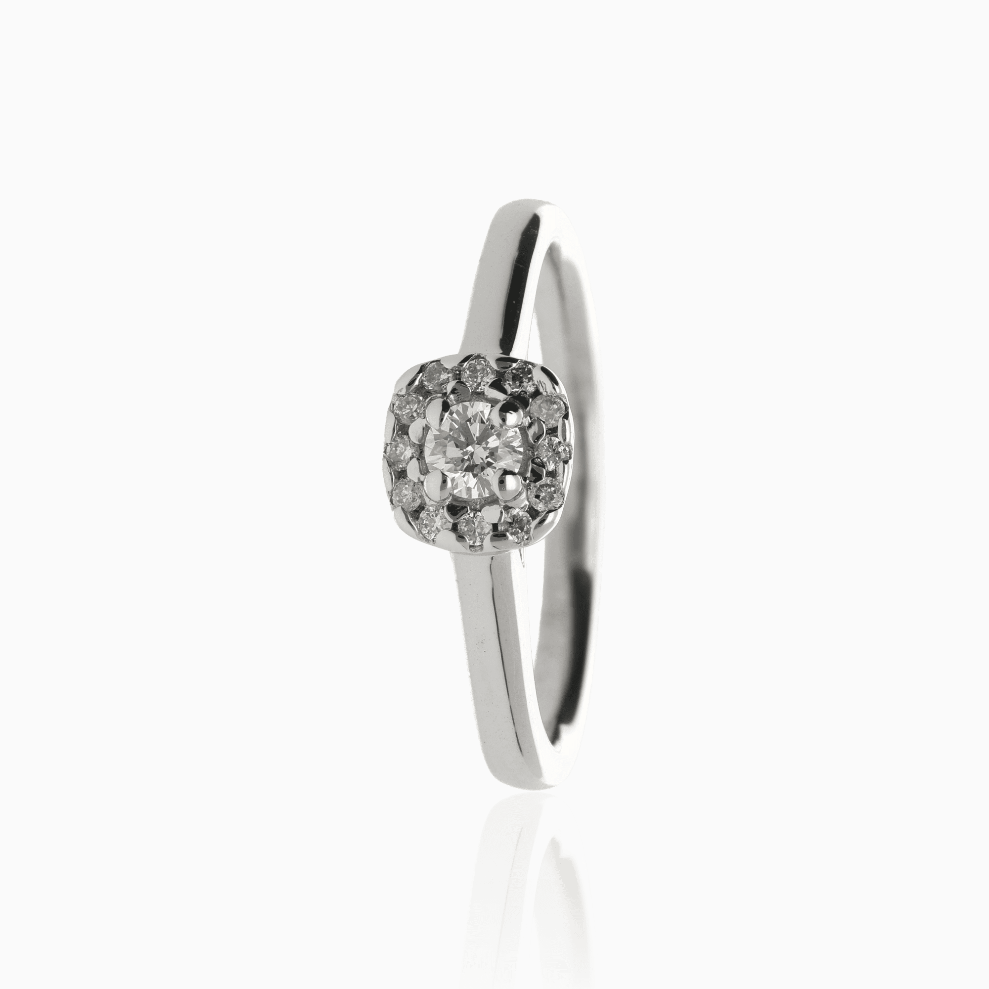 Halo ring 0.16ct 18K