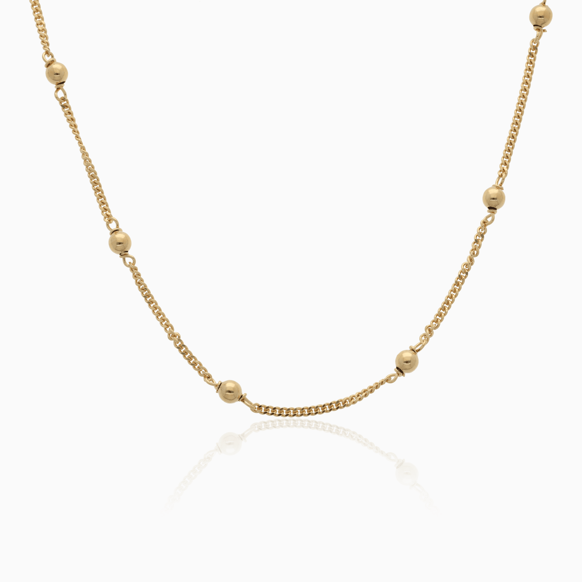 Curb chain with gold beads 6.4g 18K