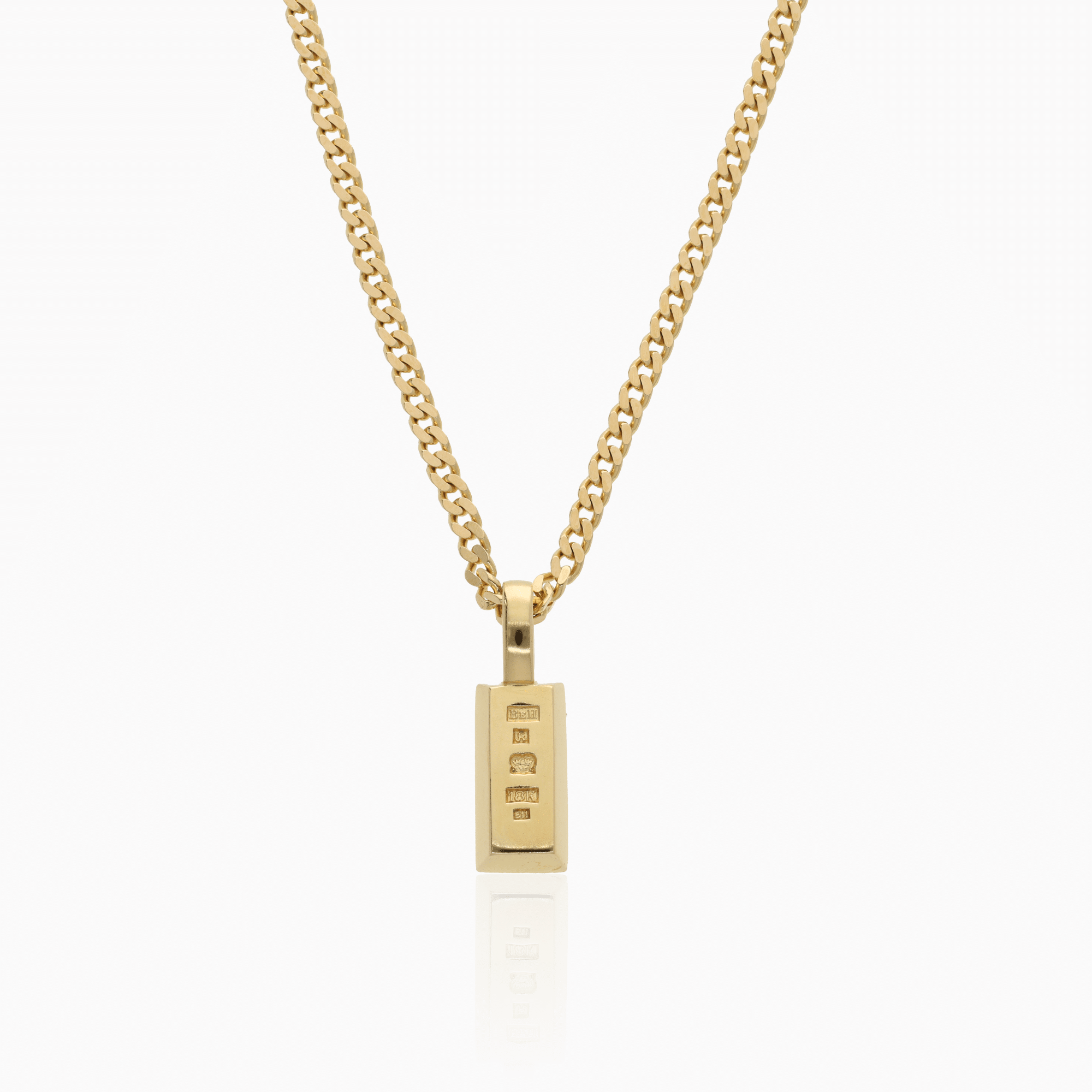 Curb chain with gold bar pendant 21.7g 18K gold