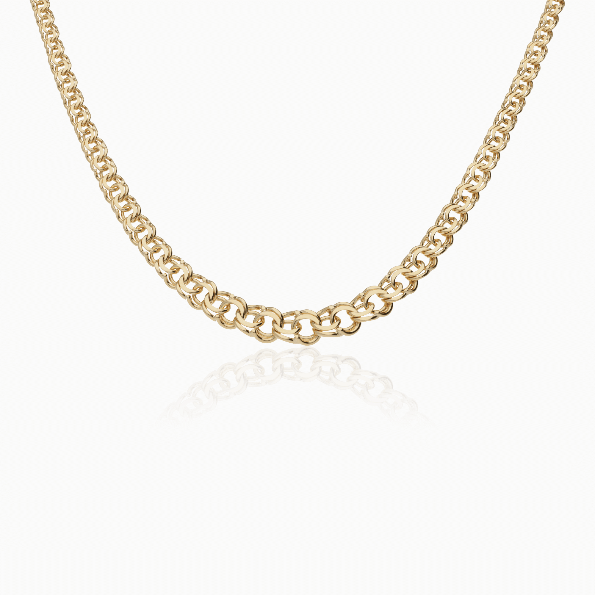 Lightly domed bismarck chain necklace 12.7g 18K gold