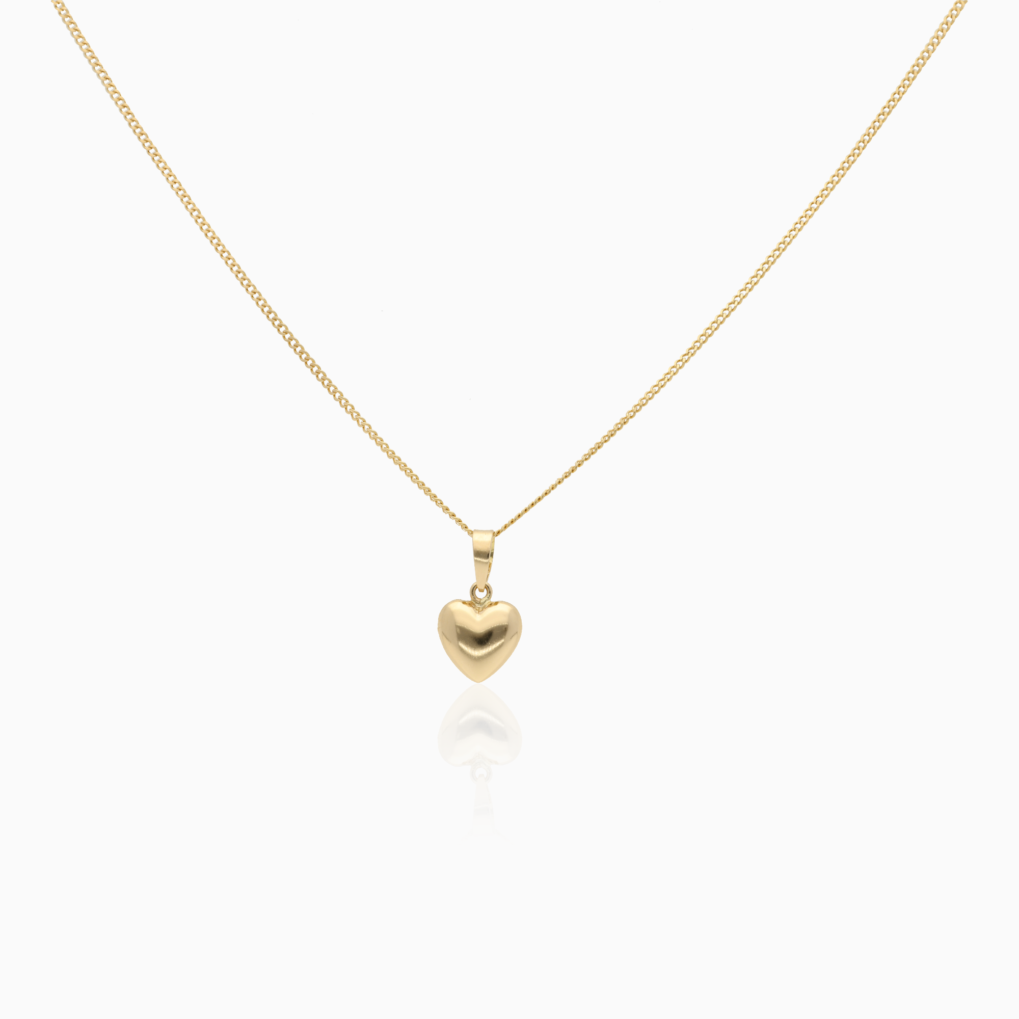 Curb chain with heart pendant 2.4g 18K gold