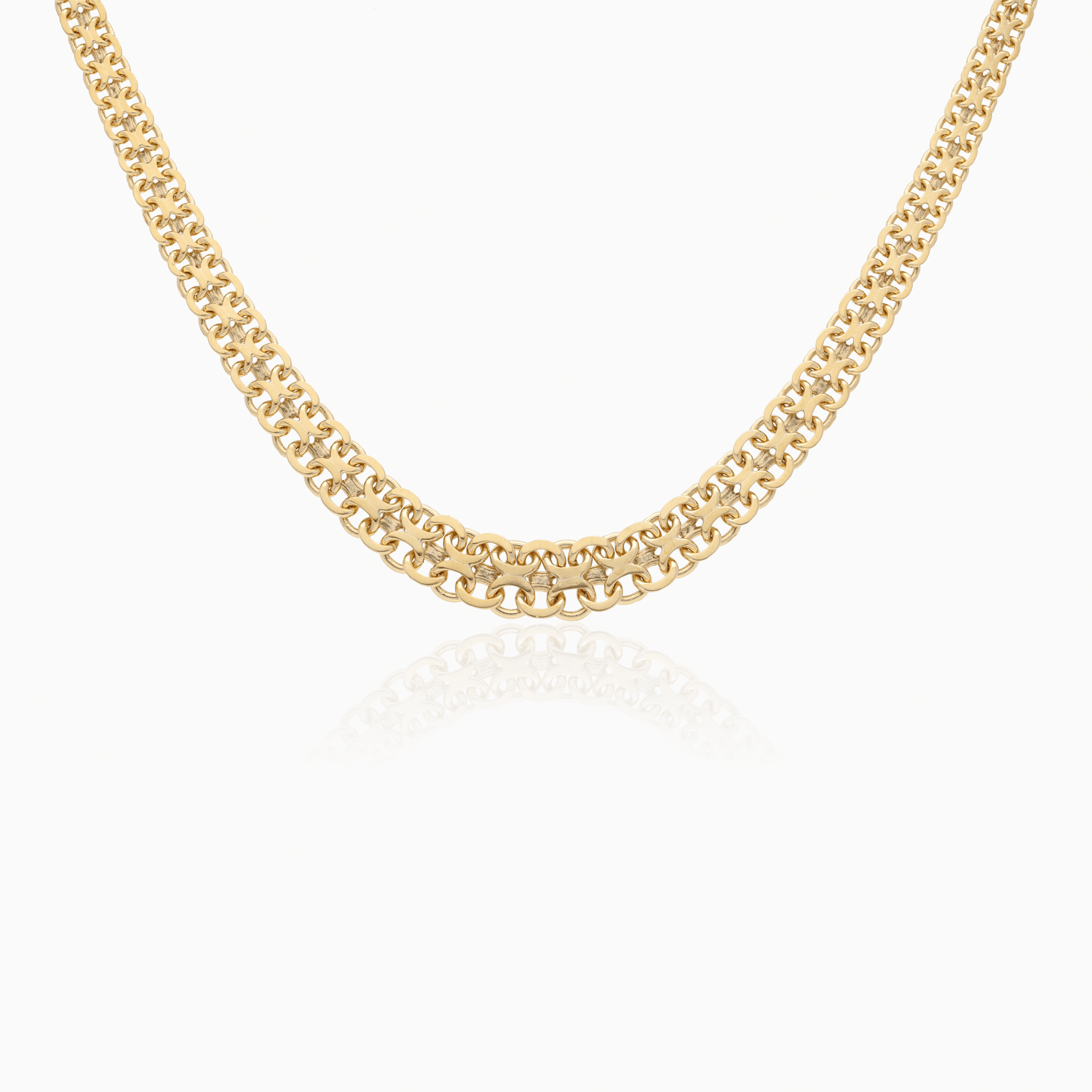 Graduated X-link necklace 24.4g 18K gold