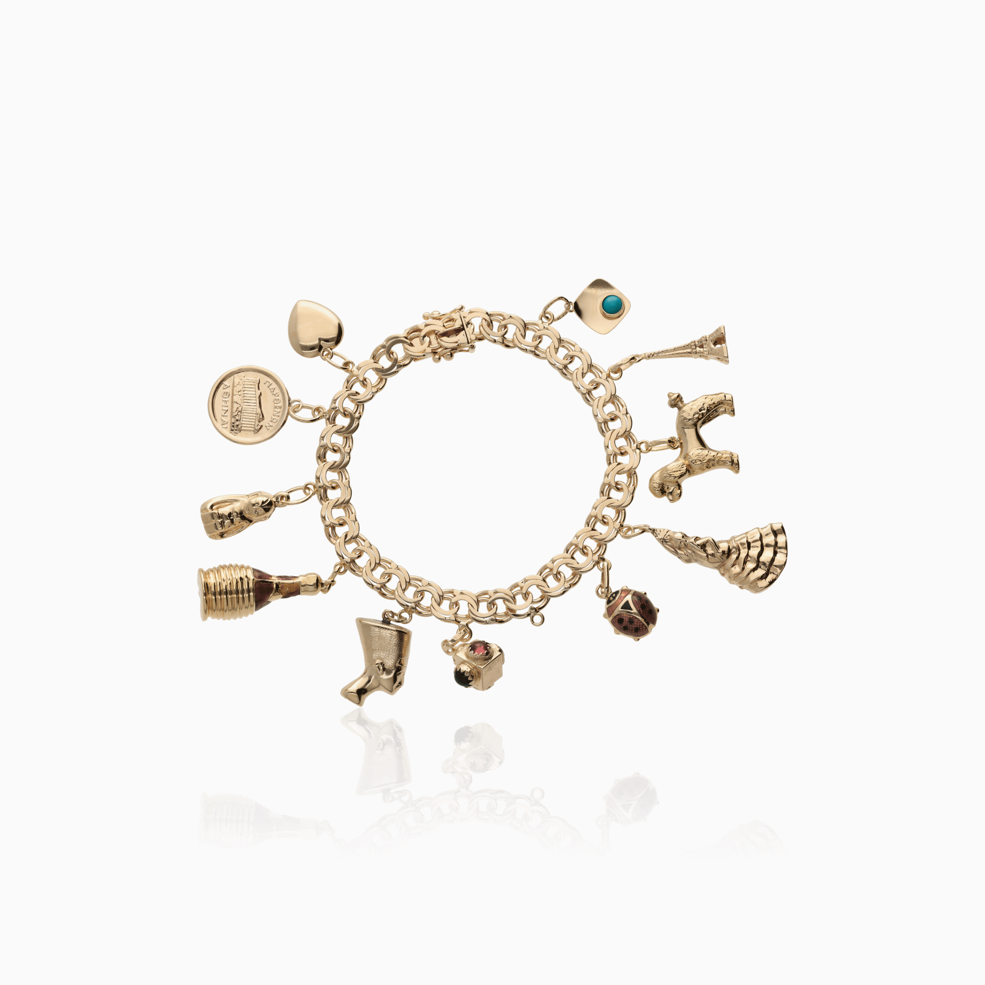 Bismarck bracelet with charms 24.82g 18K gold