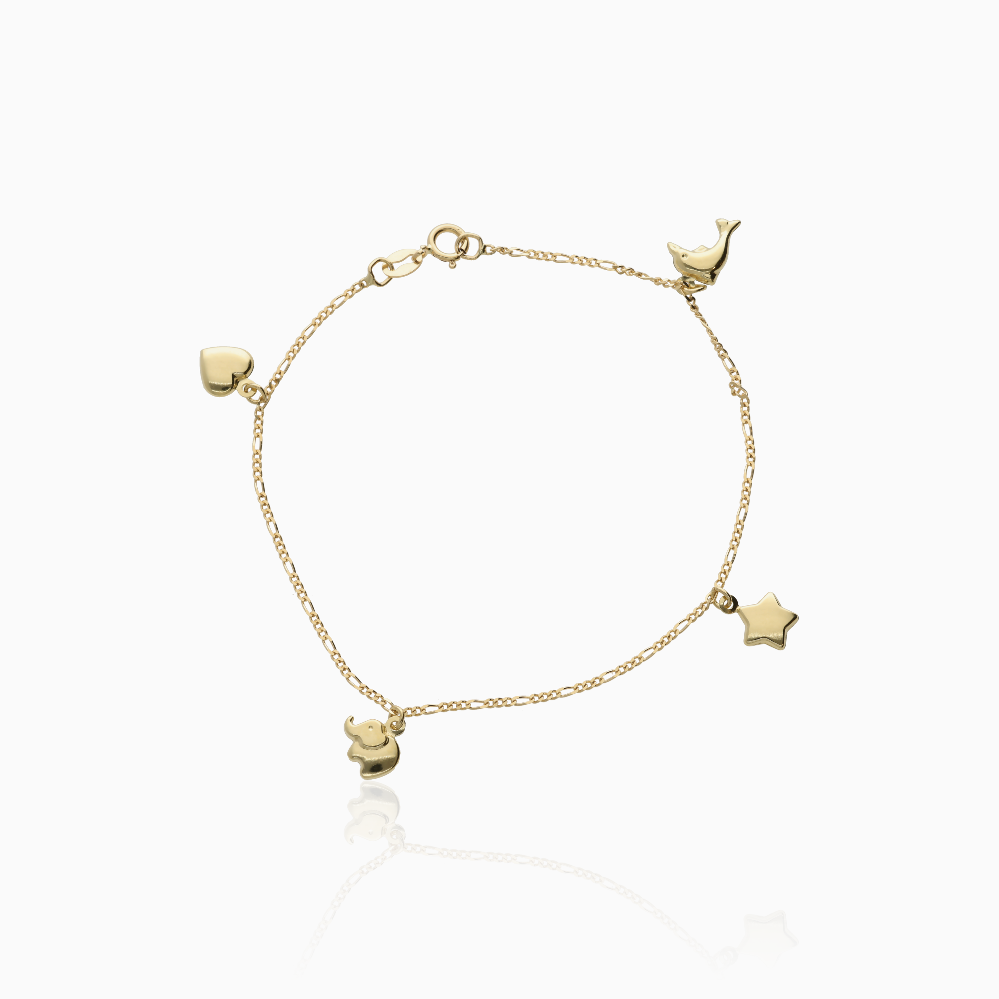 Figaro bracelet with charms 1.08g 18K
