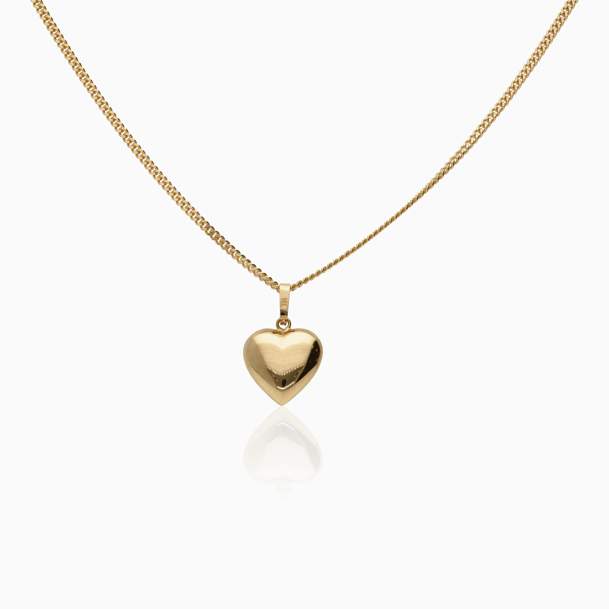 Curb chain with heart pendant 5.32g 18K gold