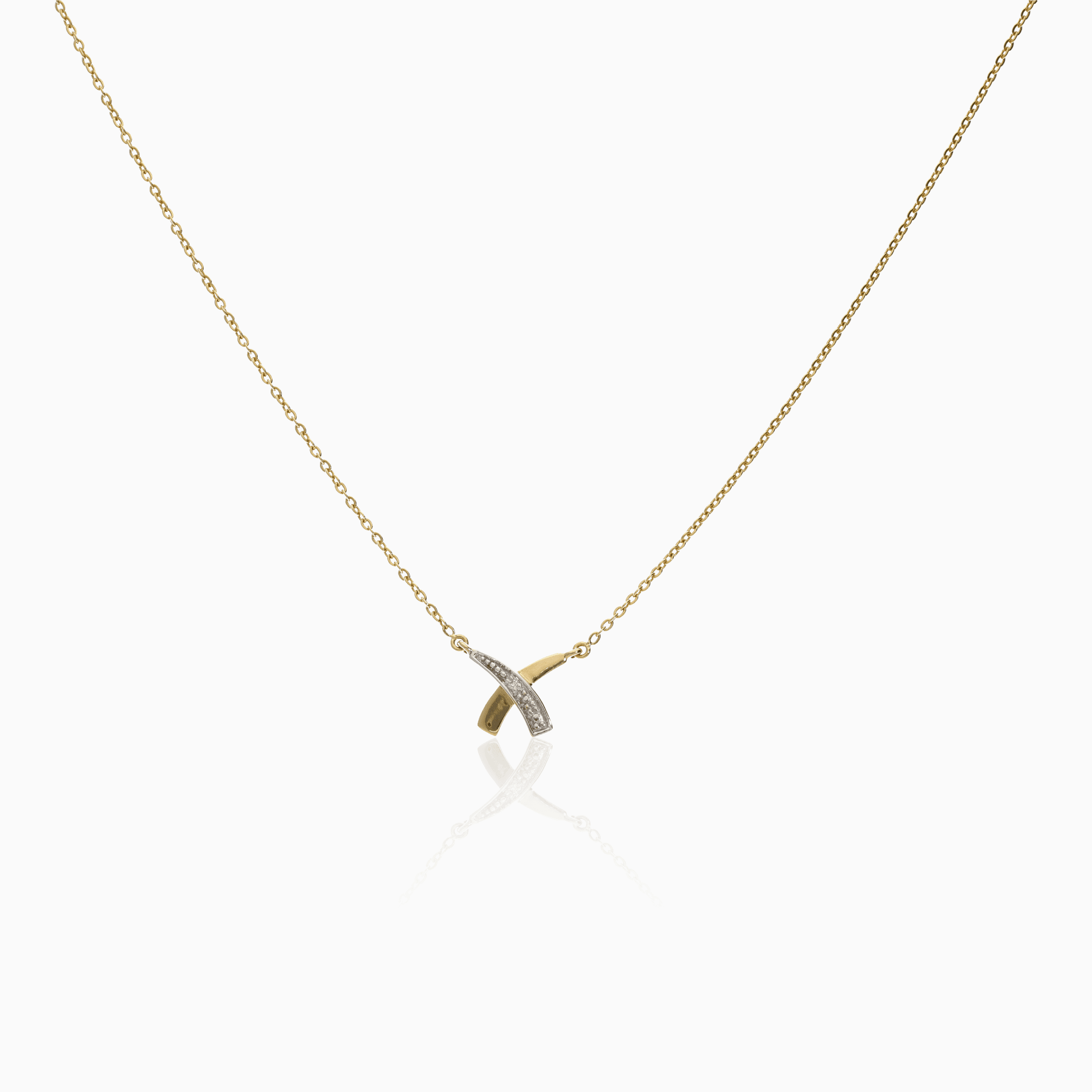 Cable necklace with diamond pendant 0.01ct 18K gold