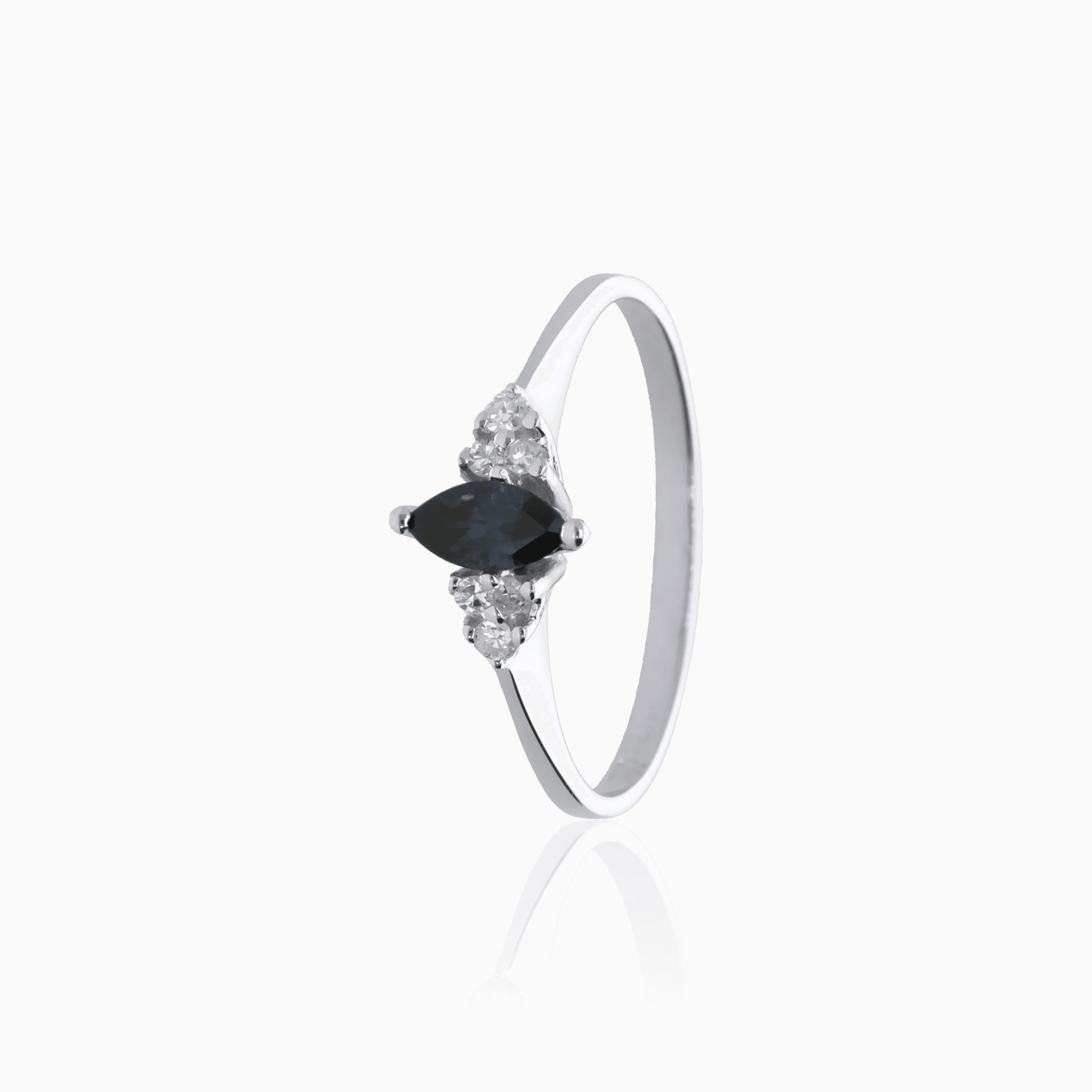 Diamond ring with sapphire 0.18ct 18K white gold