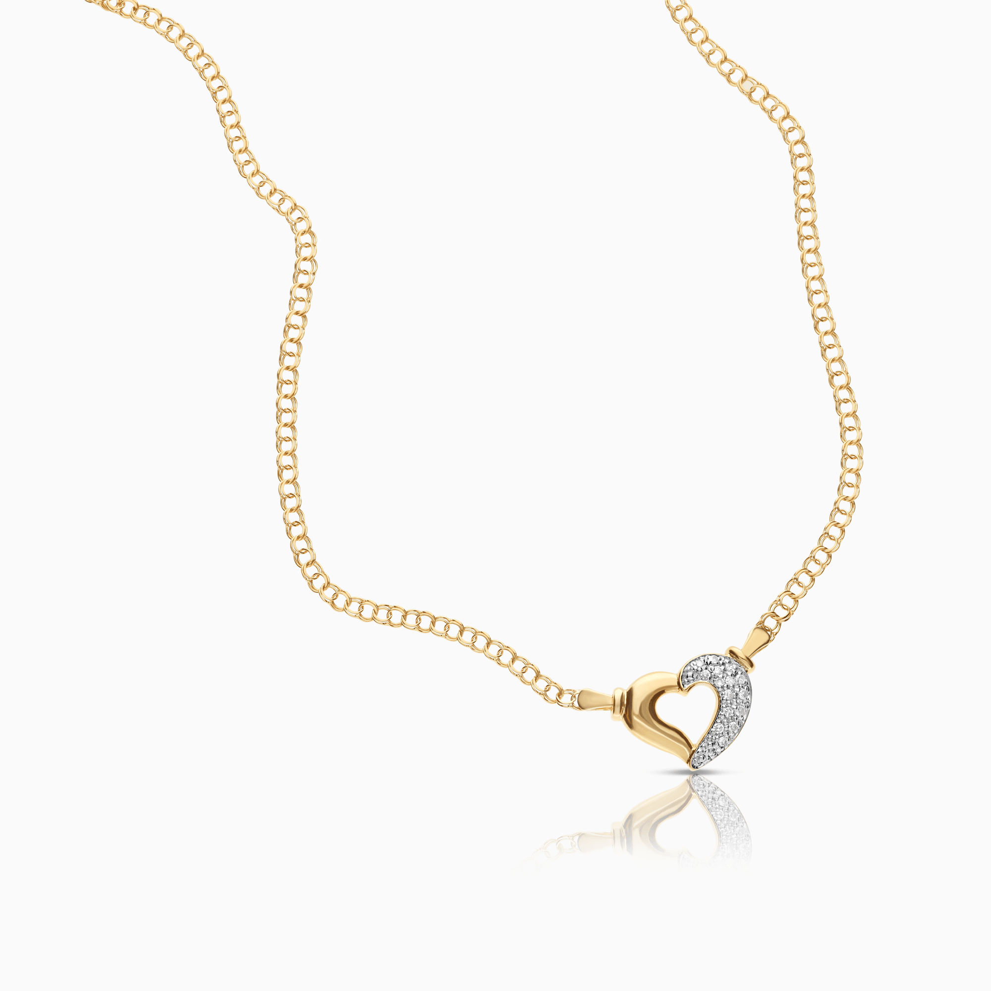 Bismarcklänk med hjärthänge 0,08ct 18K guld