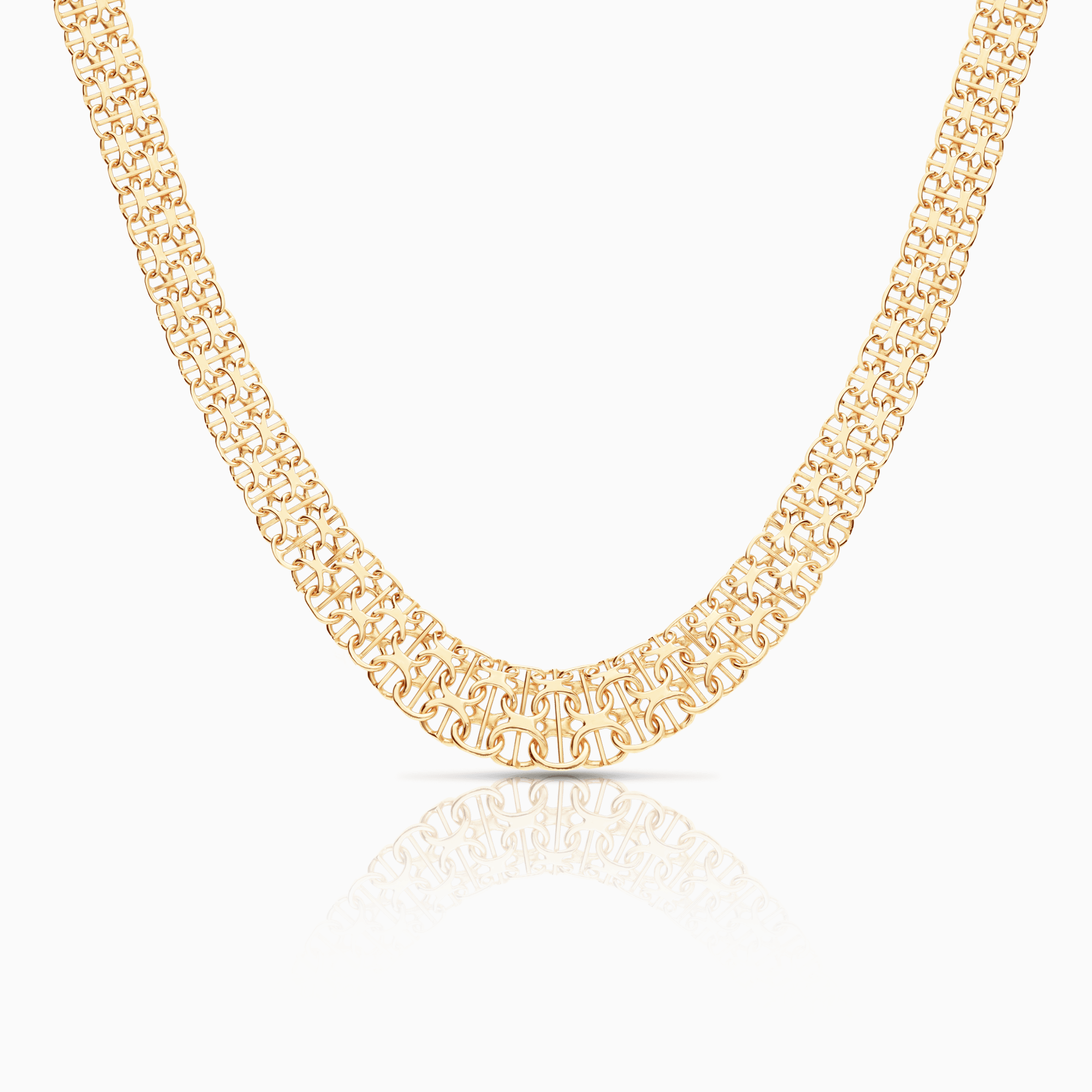 X-link necklace with bar 26.10g 18K gold