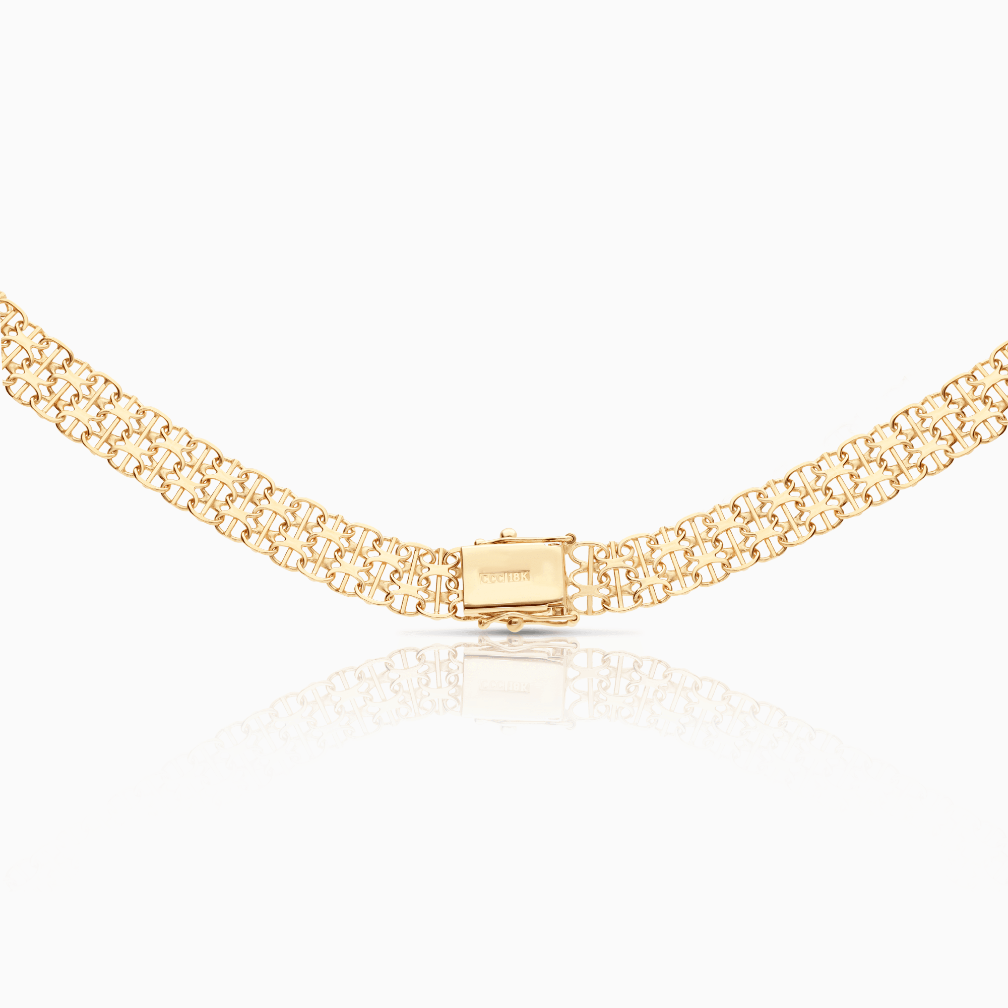 X-link necklace with bar 26.10g 18K gold