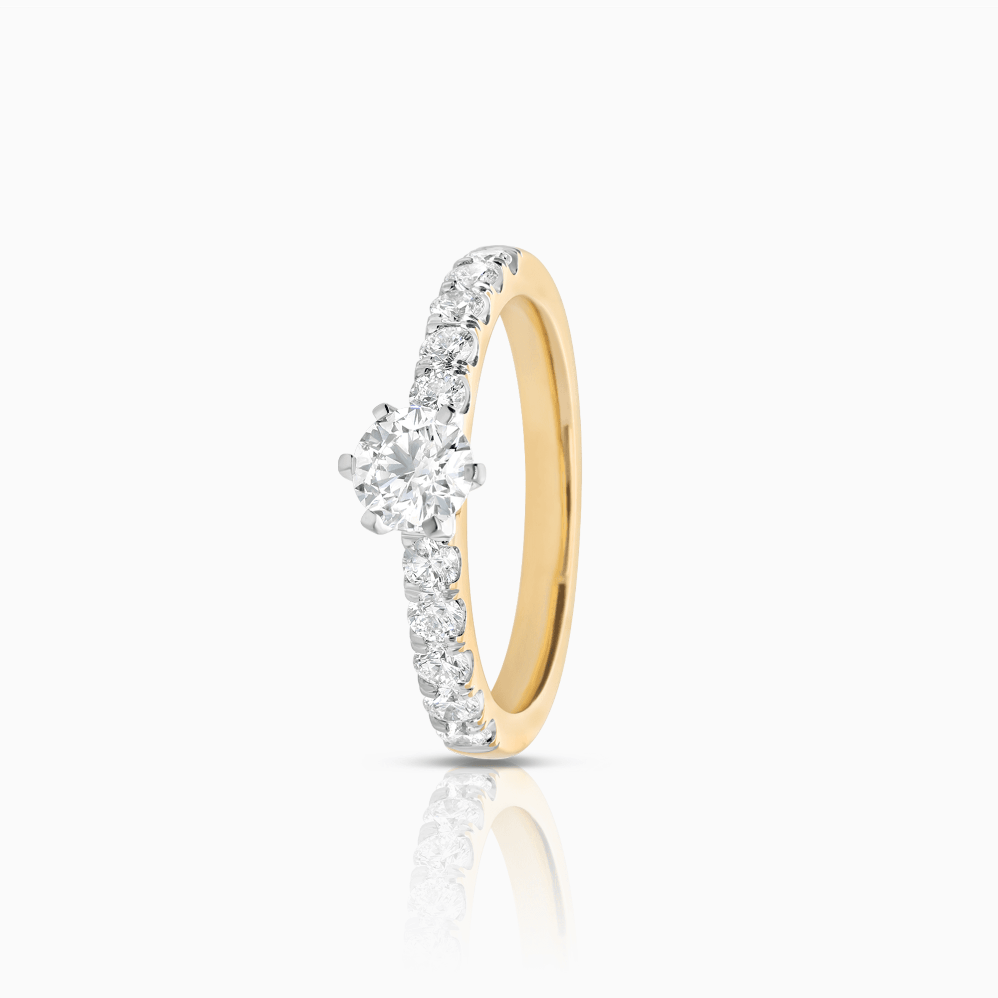 Side stone ring 0.80ct 18K gold