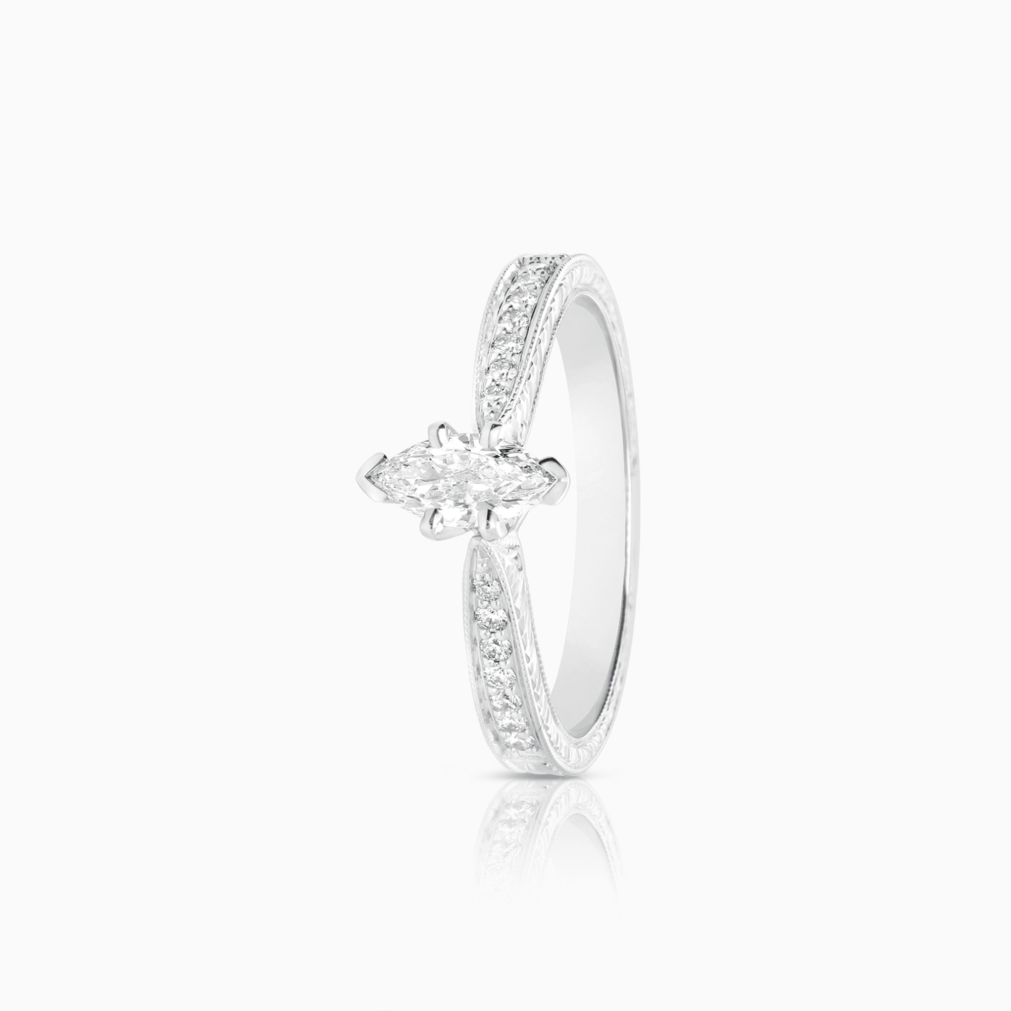 Side stone ring 0.40ct 14K white gold GIA certificate