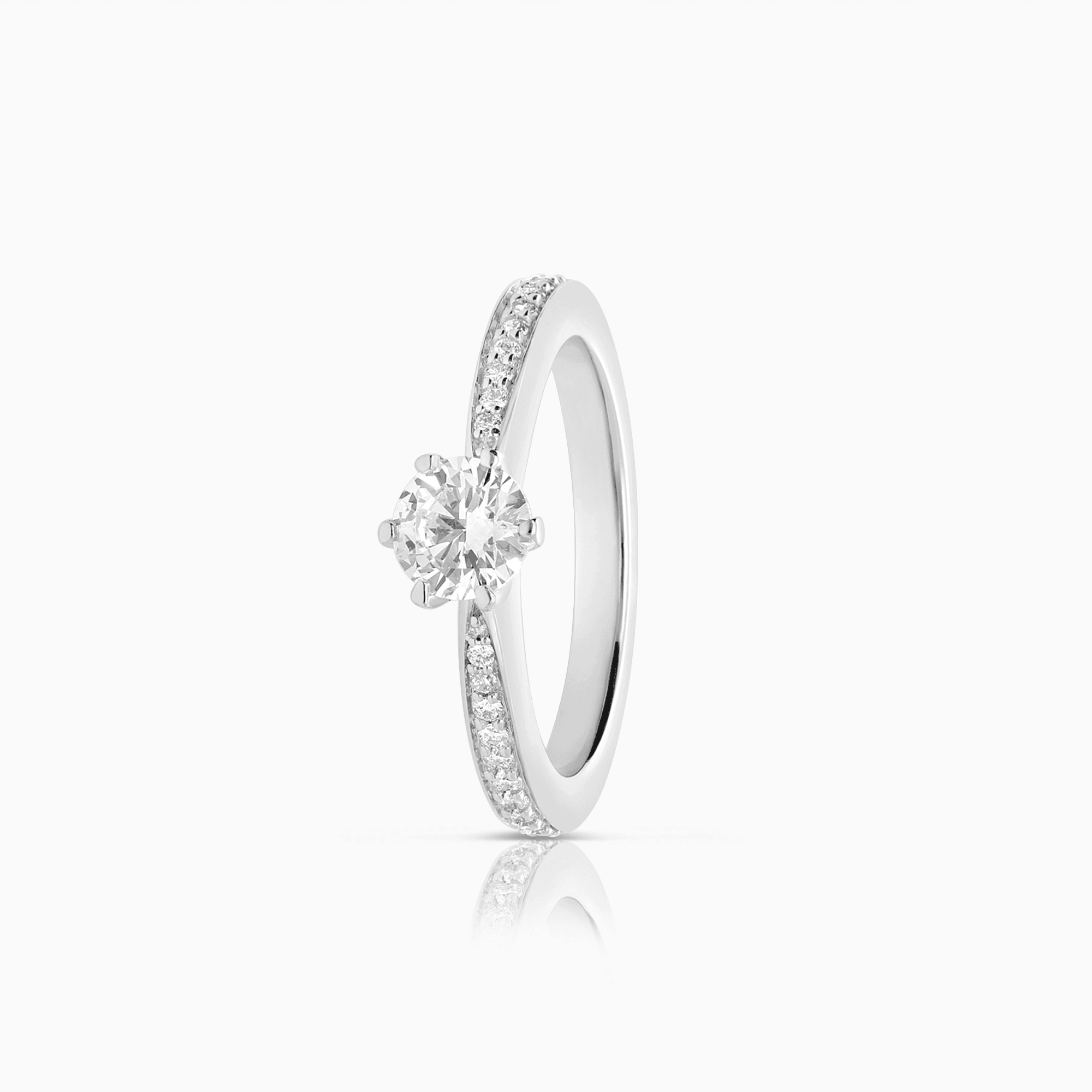 Side stone ring 0.63ct 18K white gold