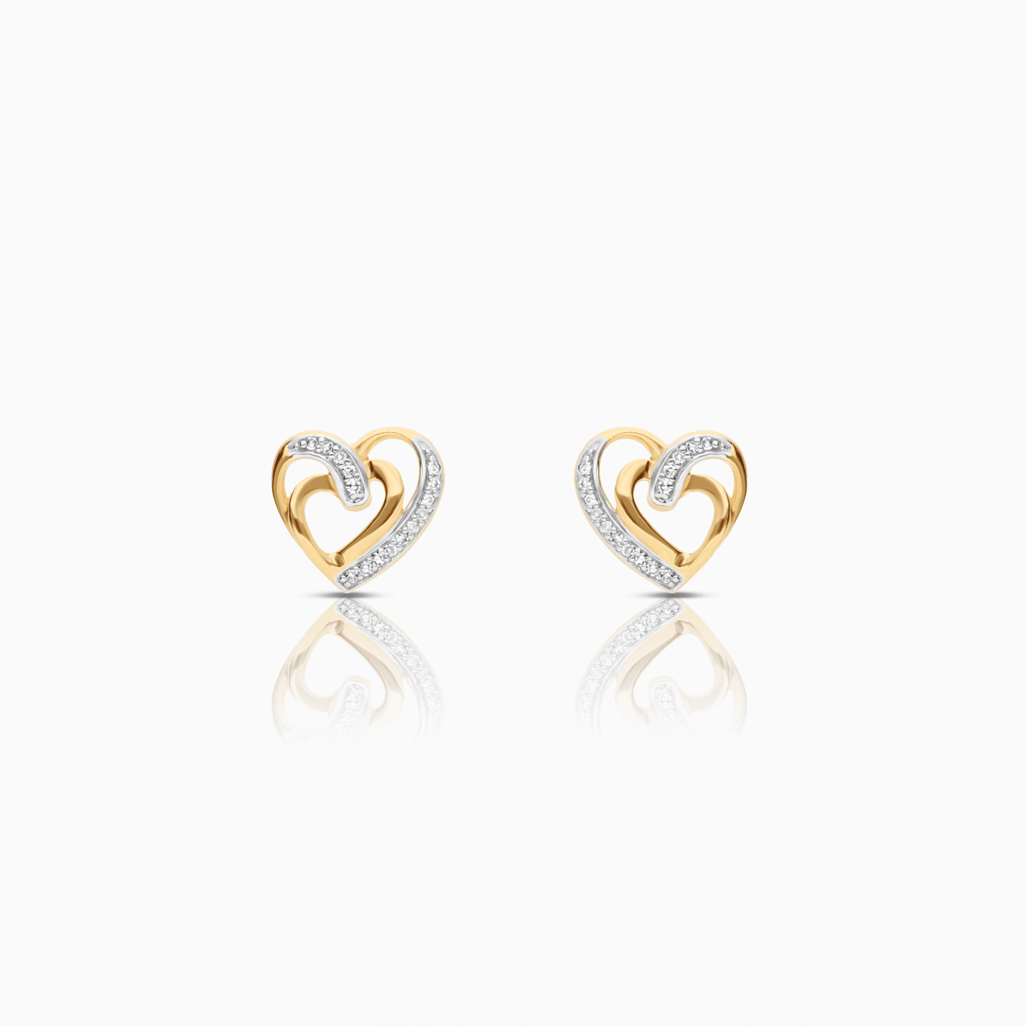 Diamond heart earrings 0.10ct 18K gold