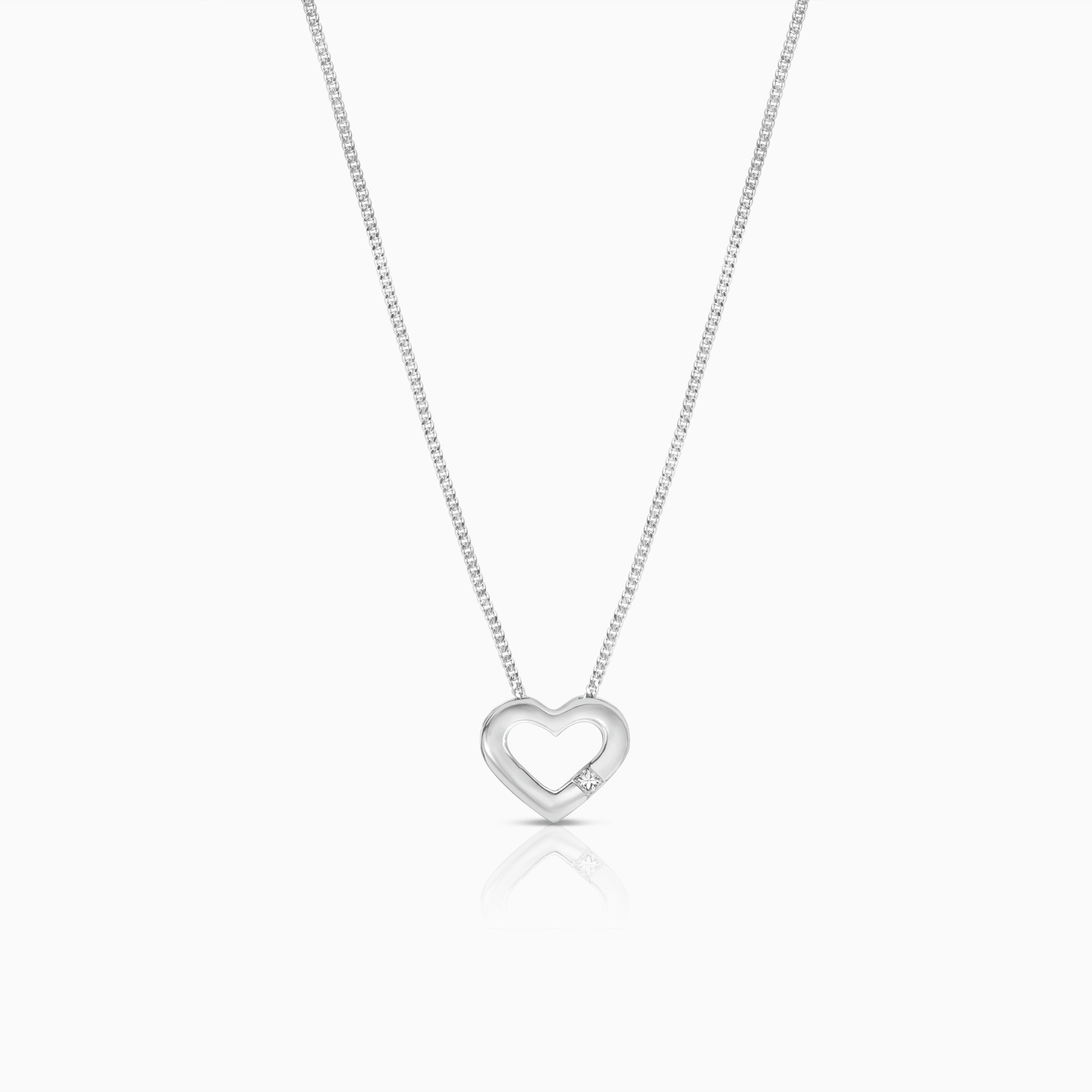 Diamond necklace with heart 0.10ct 18K