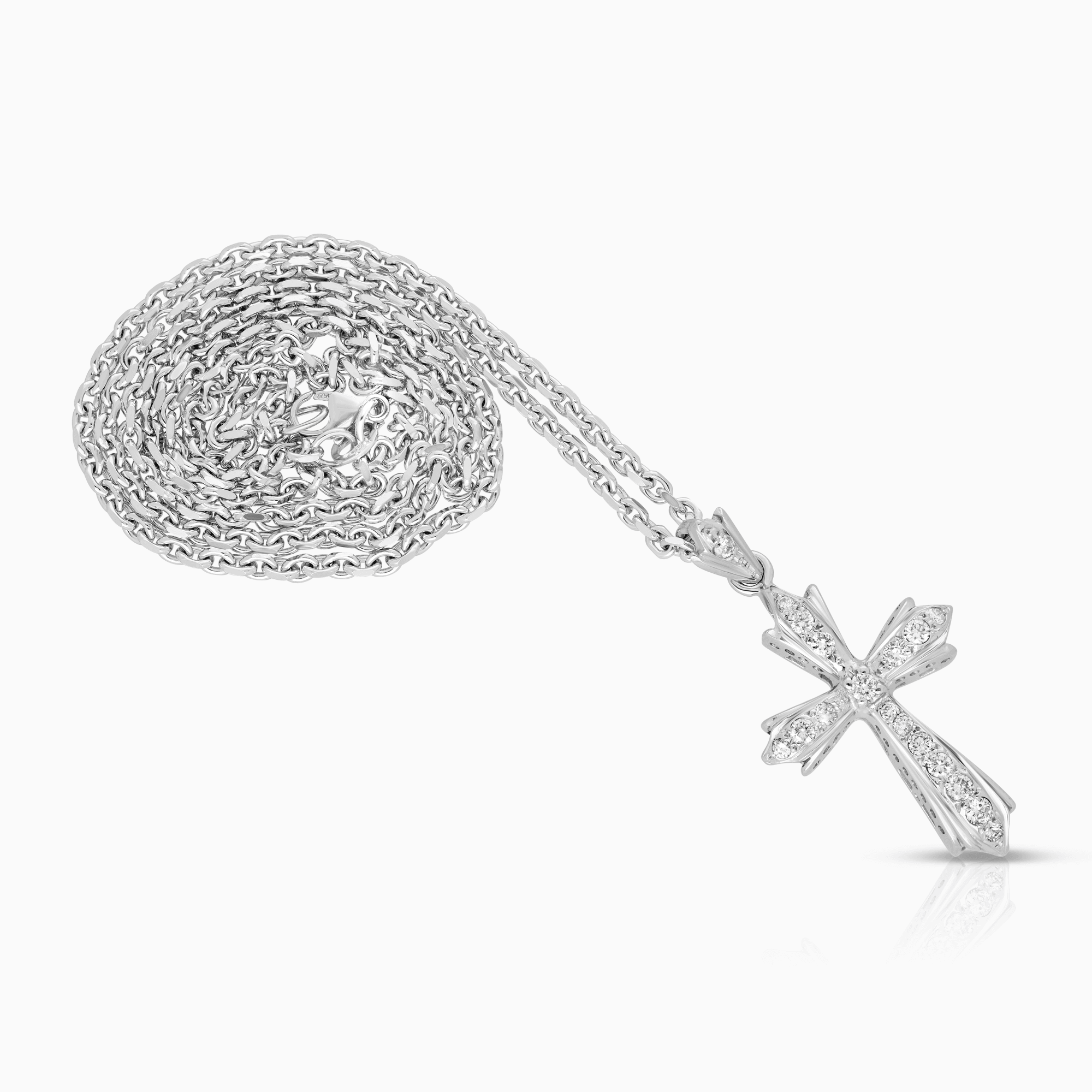 Ankarhalsband med ett diamanthänge kors 0,65ct 18K vitguld