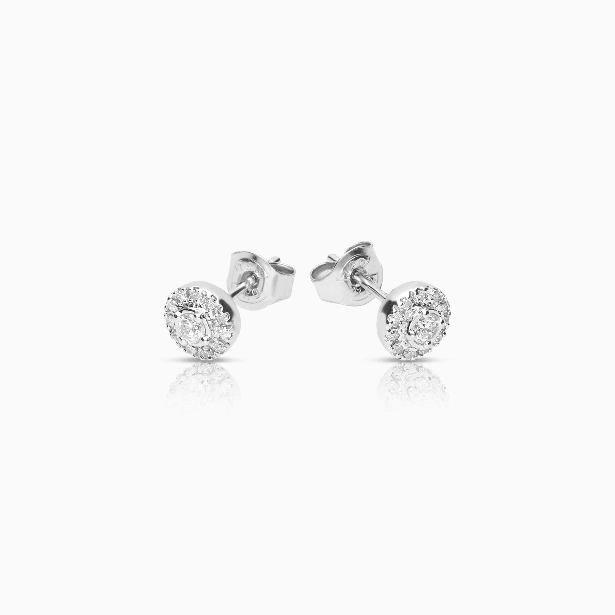 Diamond halo earrings 0.25ct 18K white gold