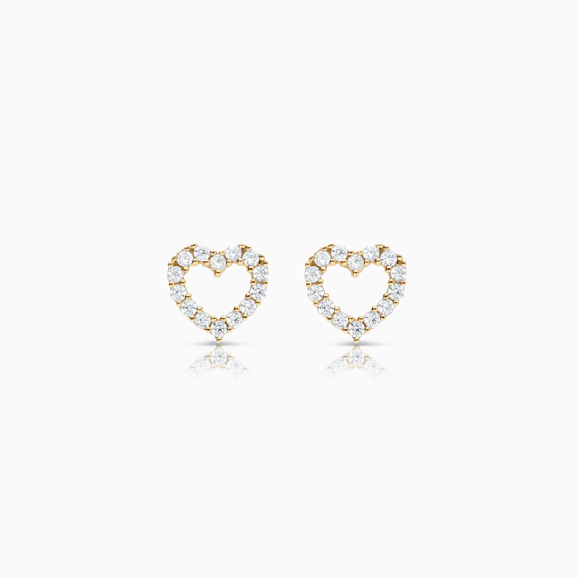 Gold earrings hearts with white stones 1.42g 18K gold