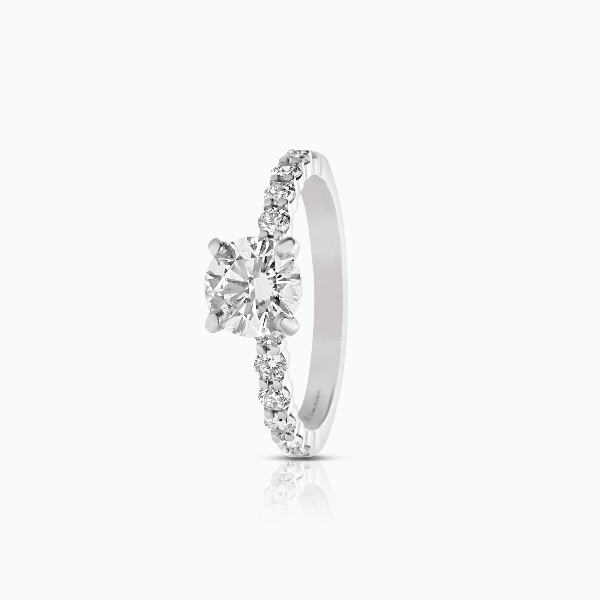 Side-stone ring 1.49ct 18K white gold