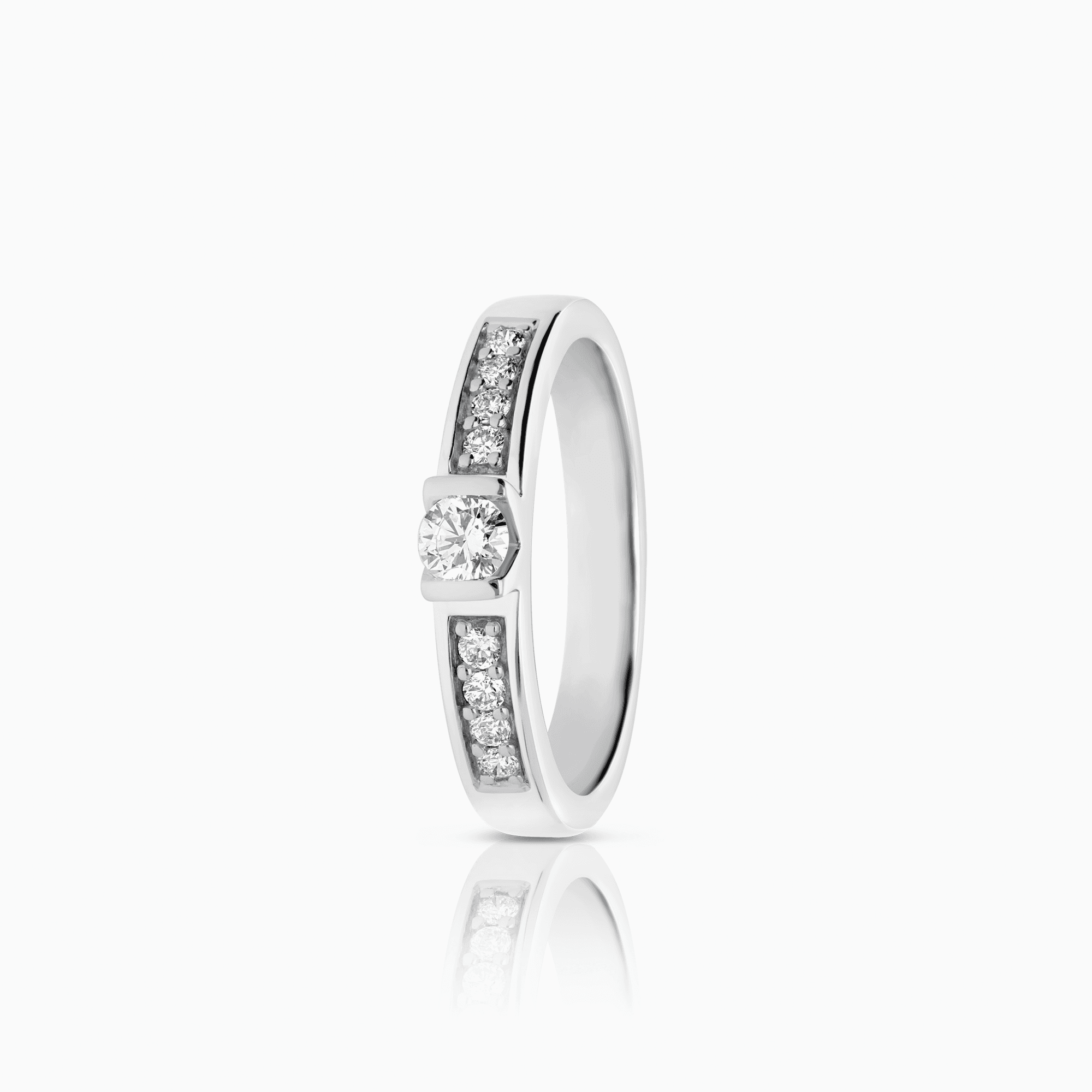 Sidostensring 0,32ct 18K vitguld