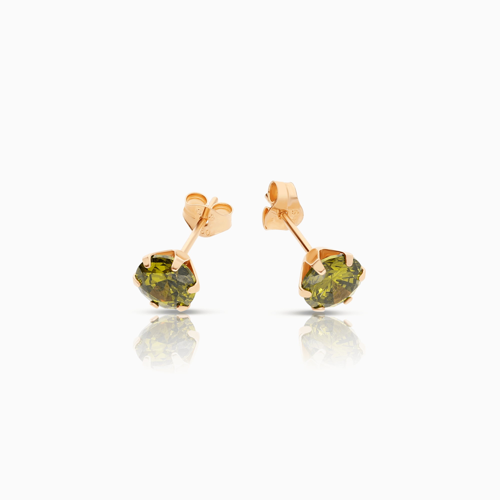 Gold Earrings with Green Stones 1.23g 18K