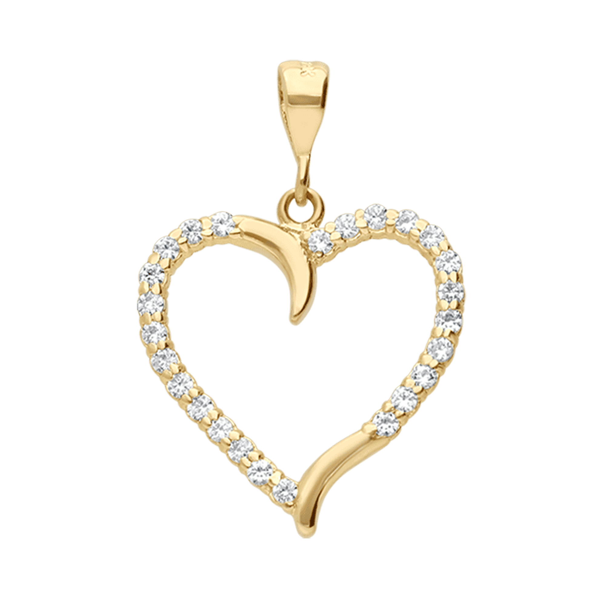 Heart pendant with white stones 1.95g 18K gold