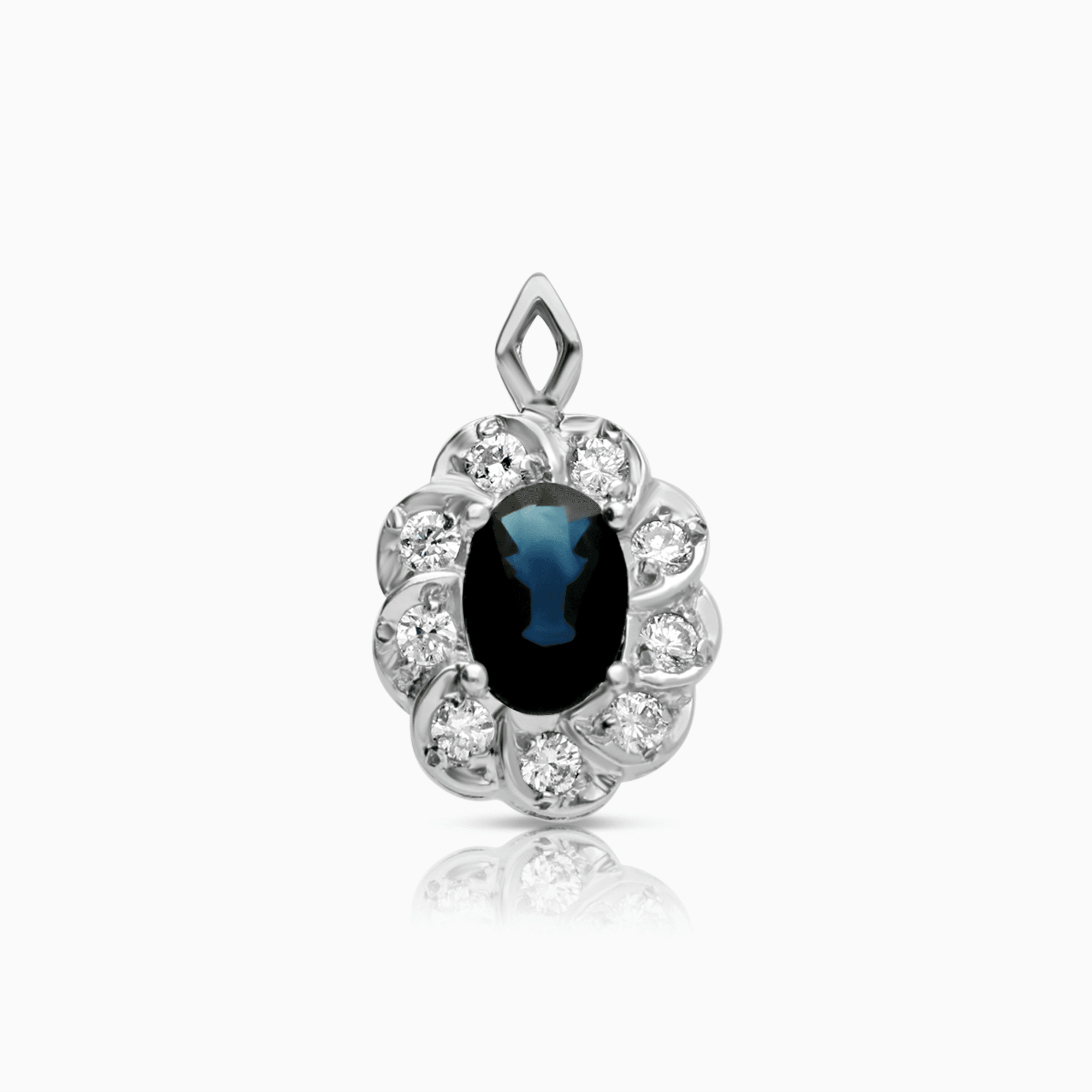 Pendant with diamonds & sapphire 0.88ct 18K white gold
